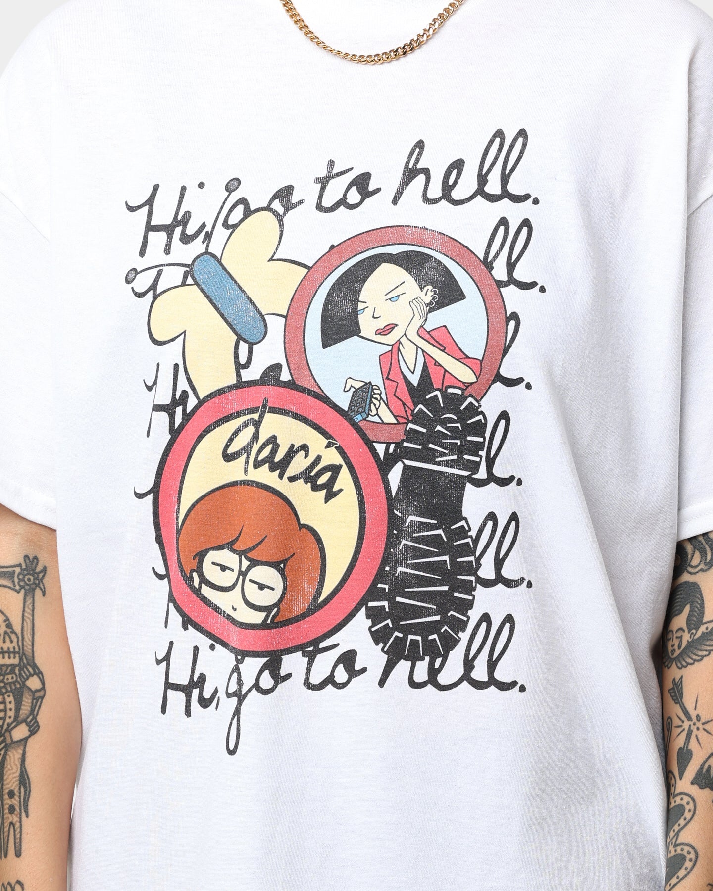 American Thift X Daria Go To Hell T-Shirt White Style001