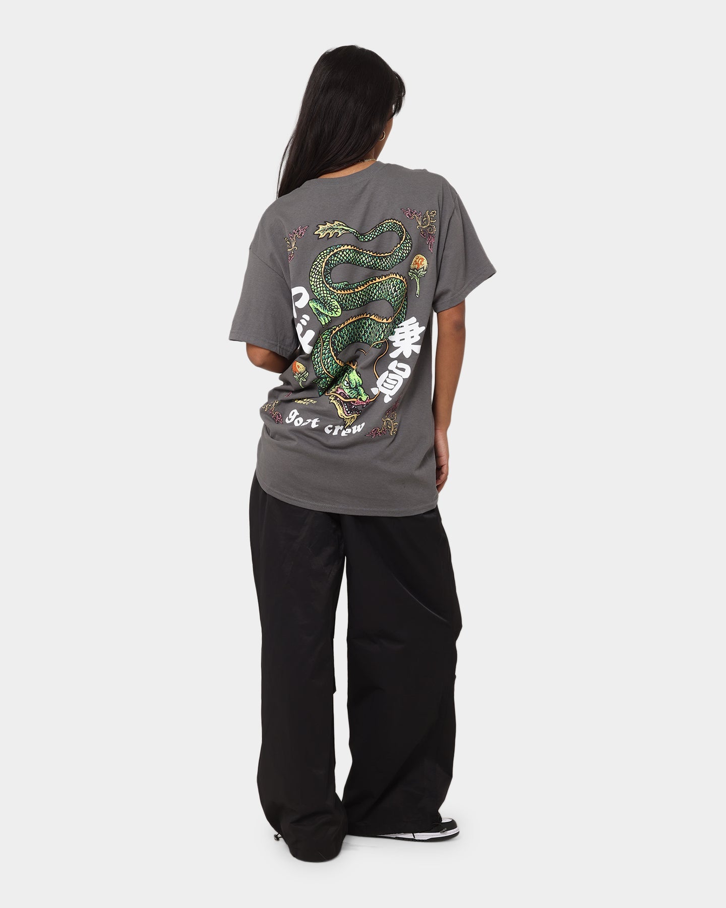 Goat Crew Sleeping Dragons T-Shirt Charcoal Style001
