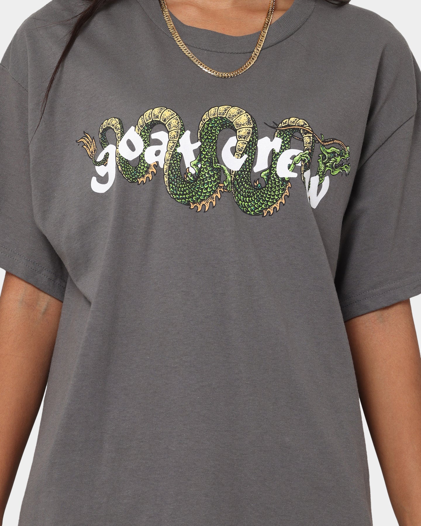 Goat Crew Sleeping Dragons T-Shirt Charcoal Style001