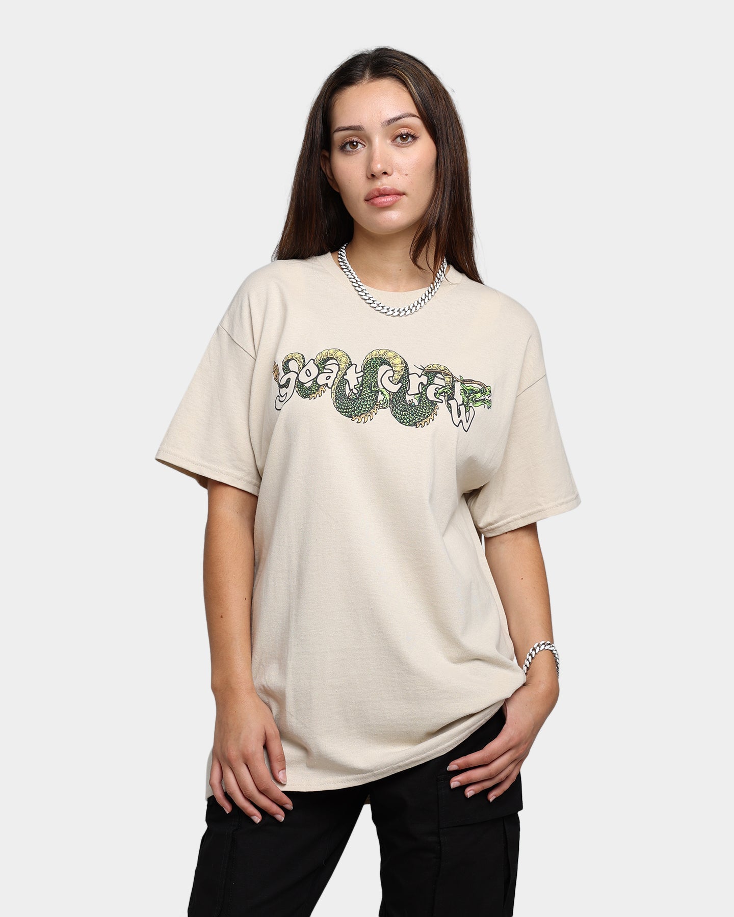 Goat Crew Sleeping Dragons T-Shirt Off White Style001
