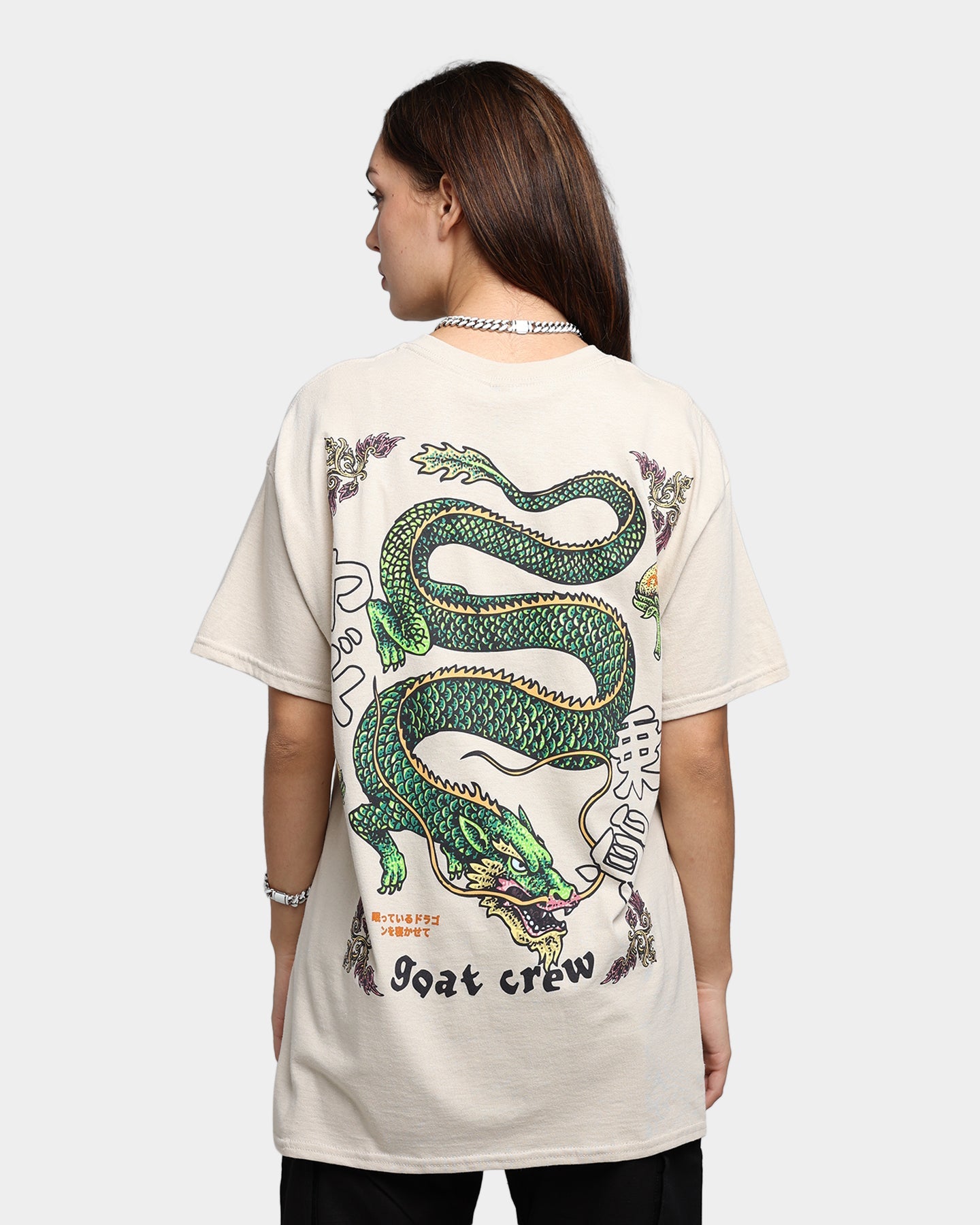 Goat Crew Sleeping Dragons T-Shirt Off White Style001