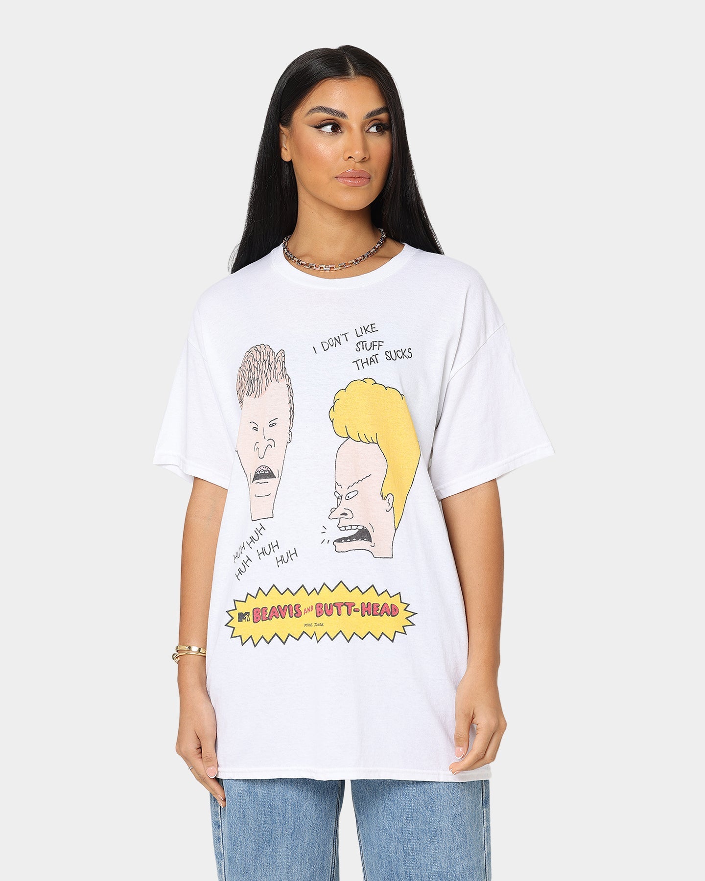 American Thrift American Thrift X Beavis & Butthead Stuff Sucks T-Shirt White Style001