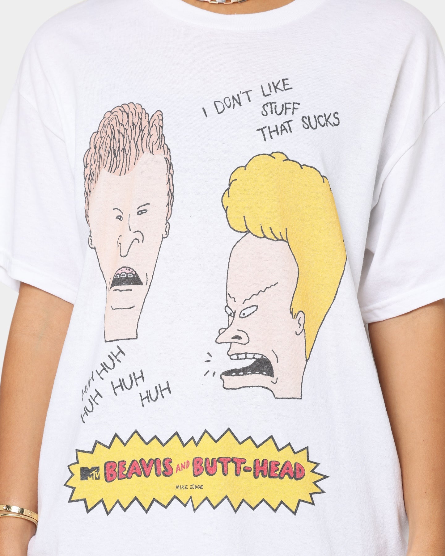 American Thrift American Thrift X Beavis & Butthead Stuff Sucks T-Shirt White Style001