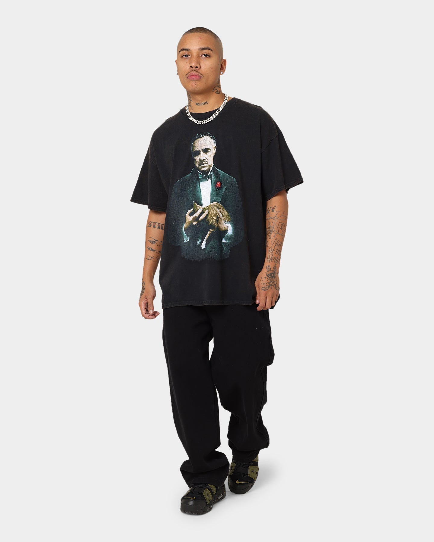 American Thrift X The Godfather The Godfather Cat Vintage T-Shirt Black Wash