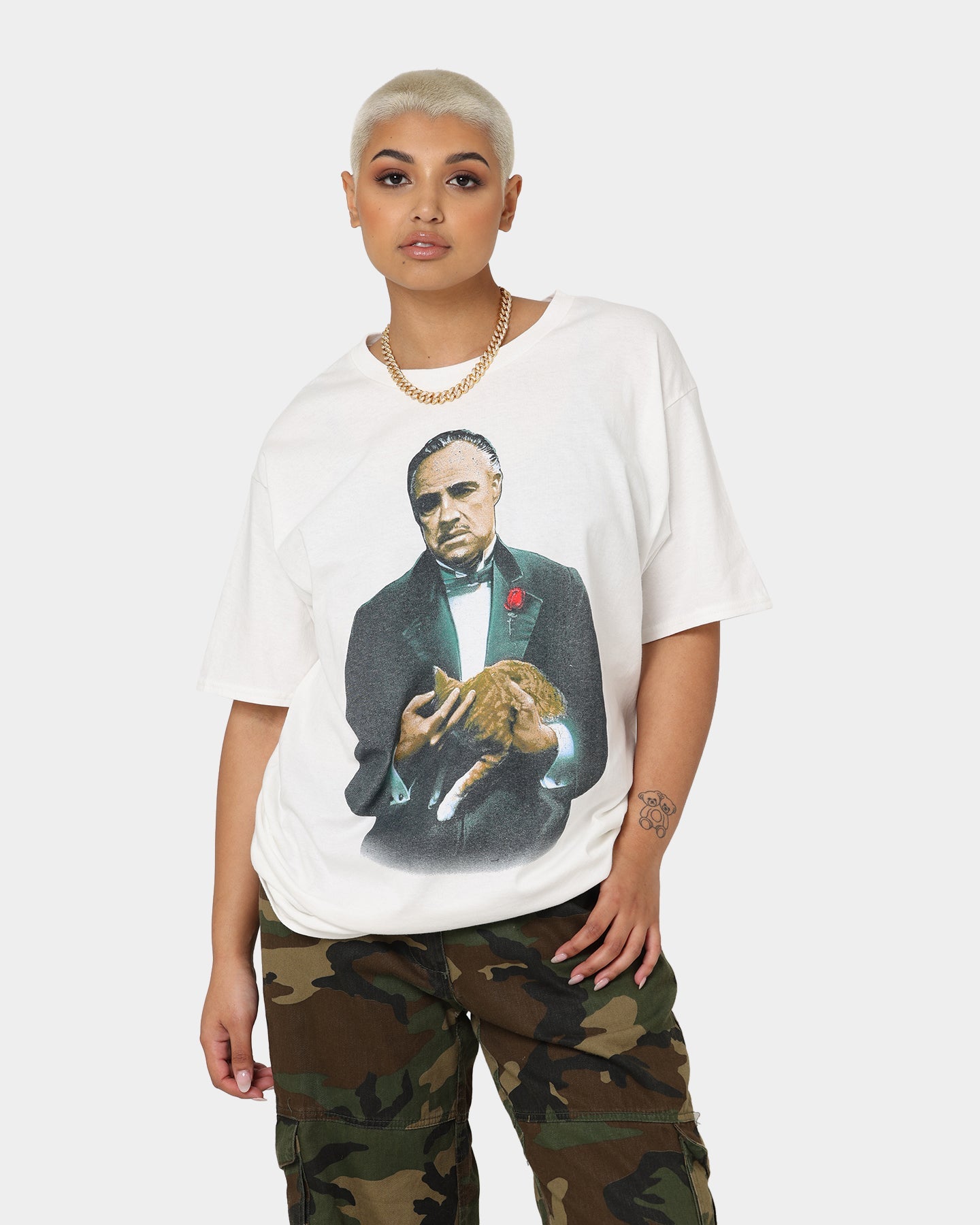 American Thrift X The Godfather The Godfather Cat T-Shirt White Style001