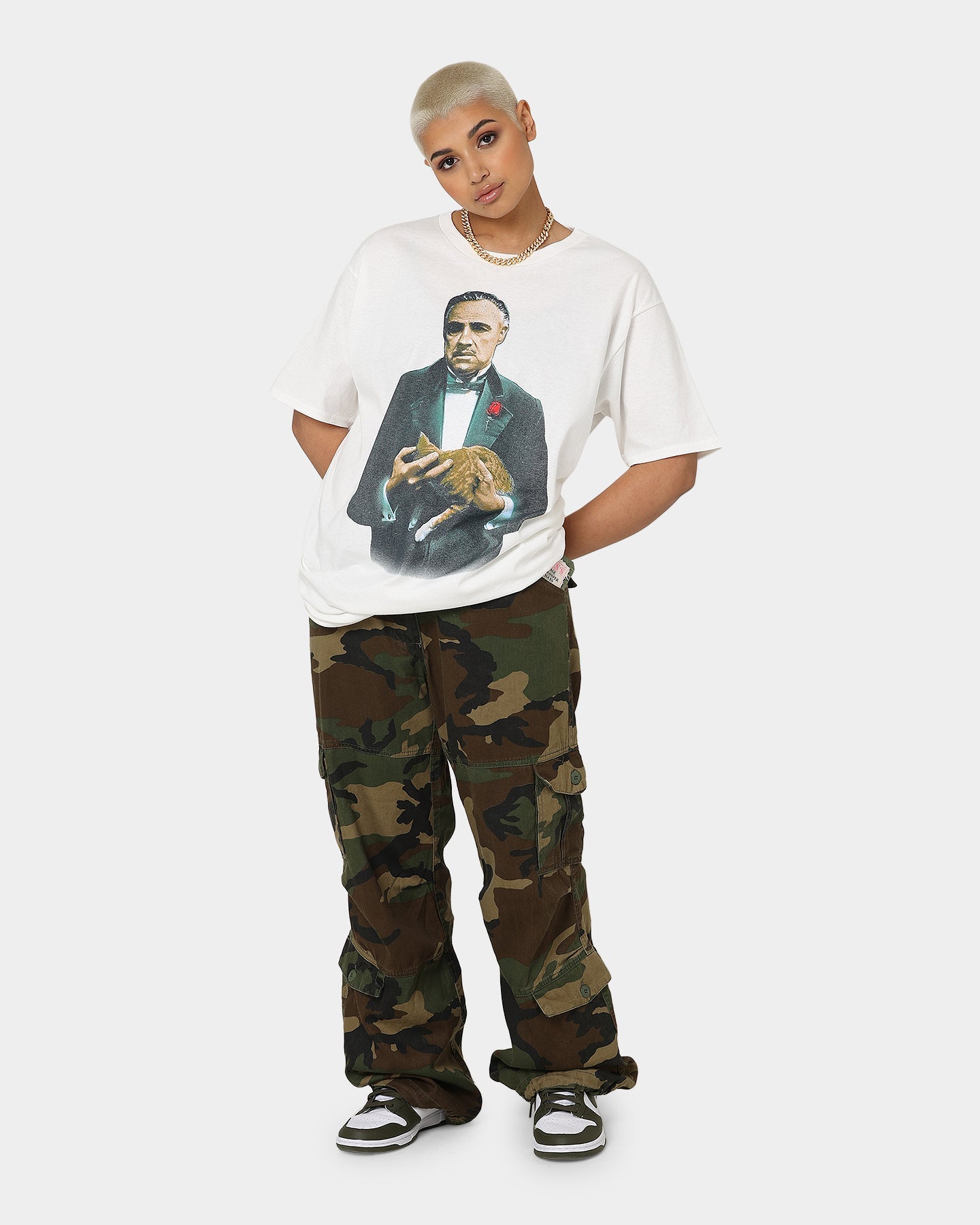 American Thrift X The Godfather The Godfather Cat T-Shirt White Style001