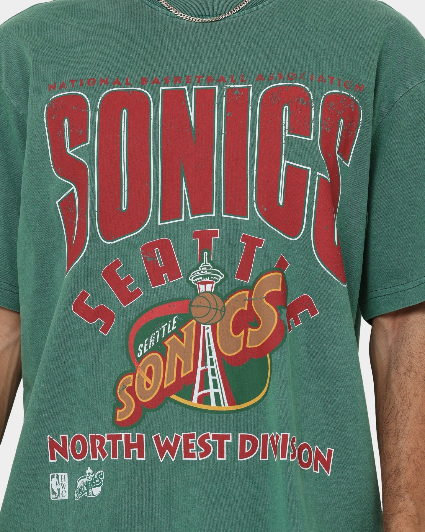 Mitchell & Ness Seattle Sonics Division Arch T-Shirt Faded Green