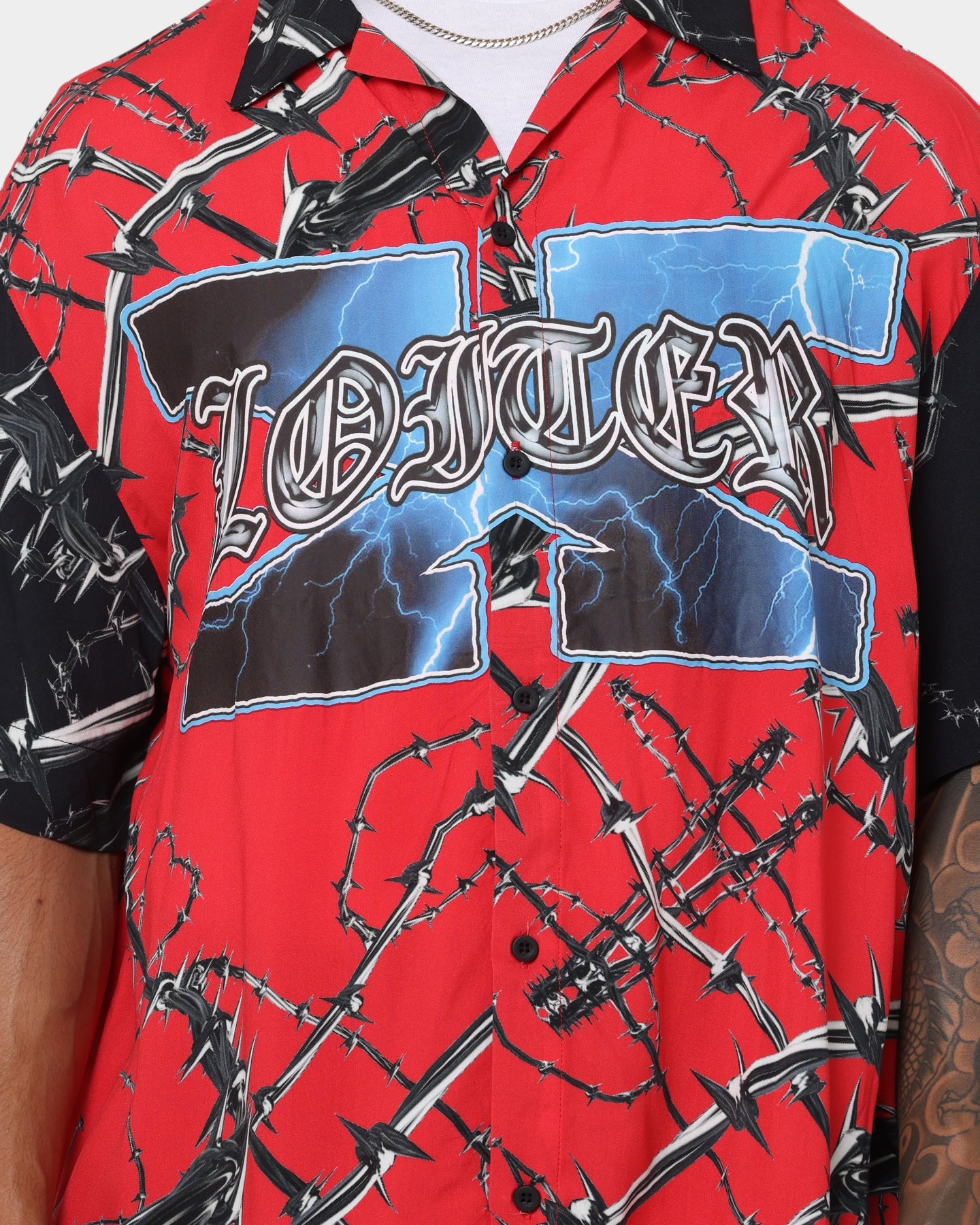 Loiter Frontline Button Up Shirt Red