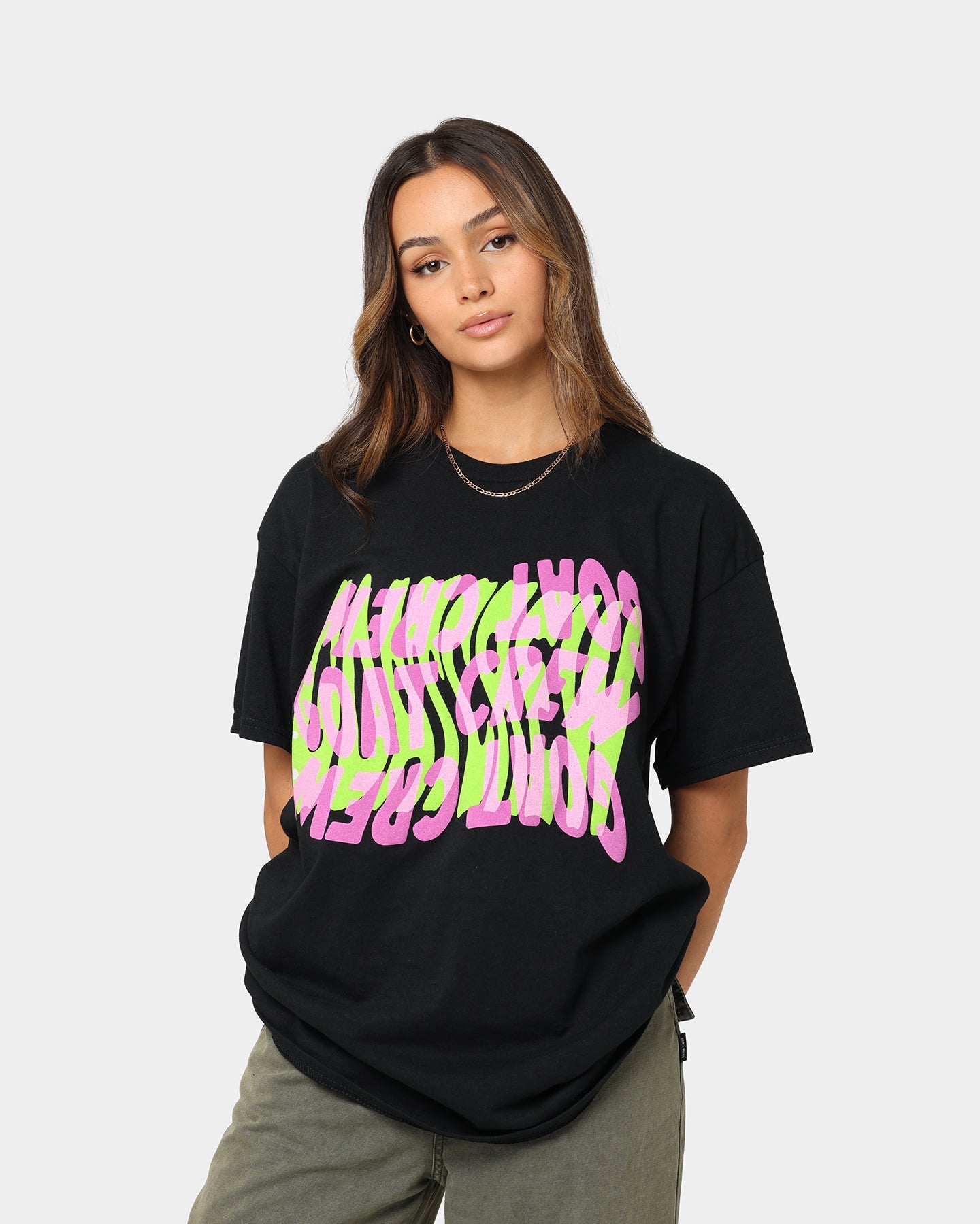 Goat Crew Warped Logo T-Shirt Black/Purple Style001