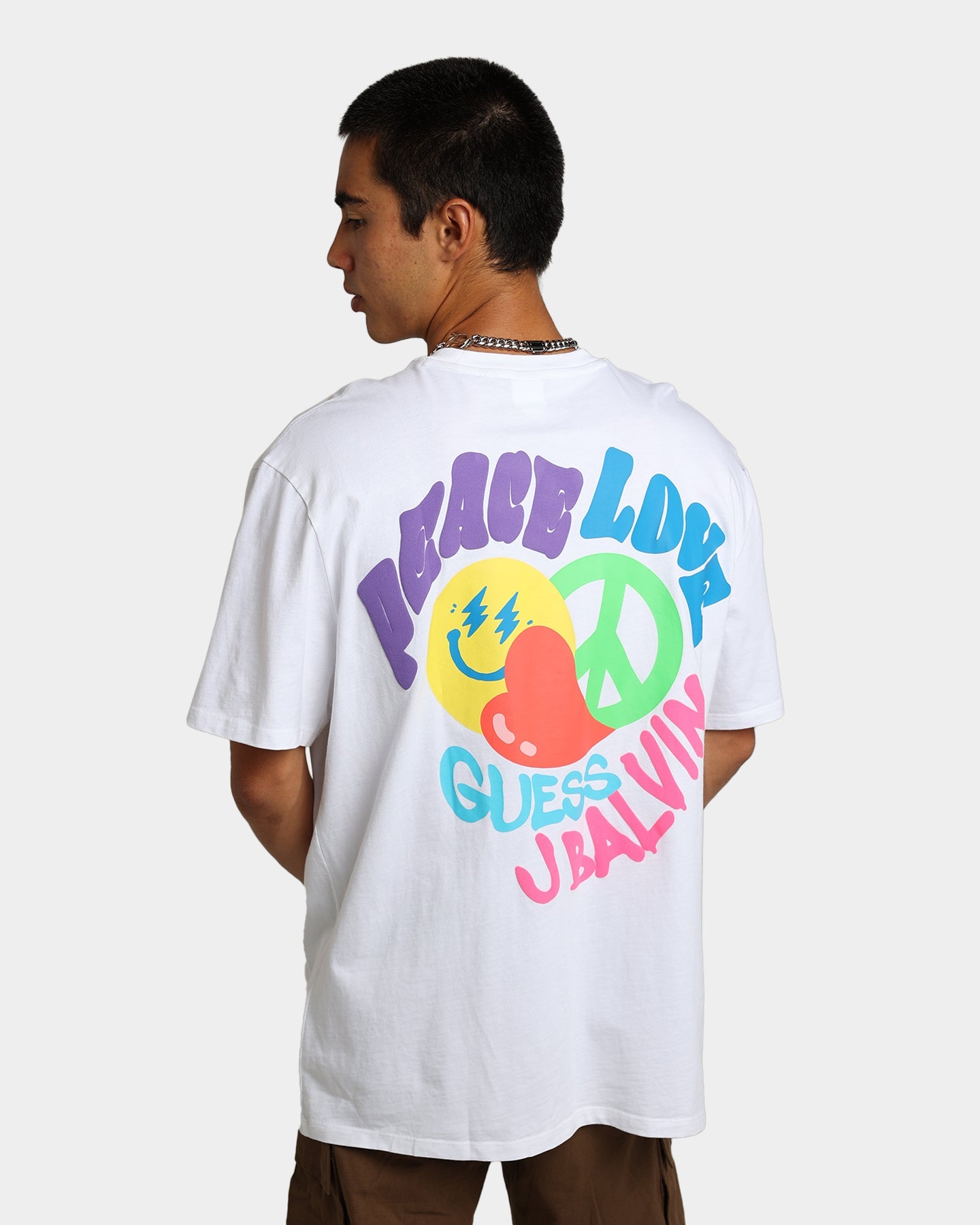 Guess Originals GUESS Originals X J Balvin Peace Love T-Shirt Pure White