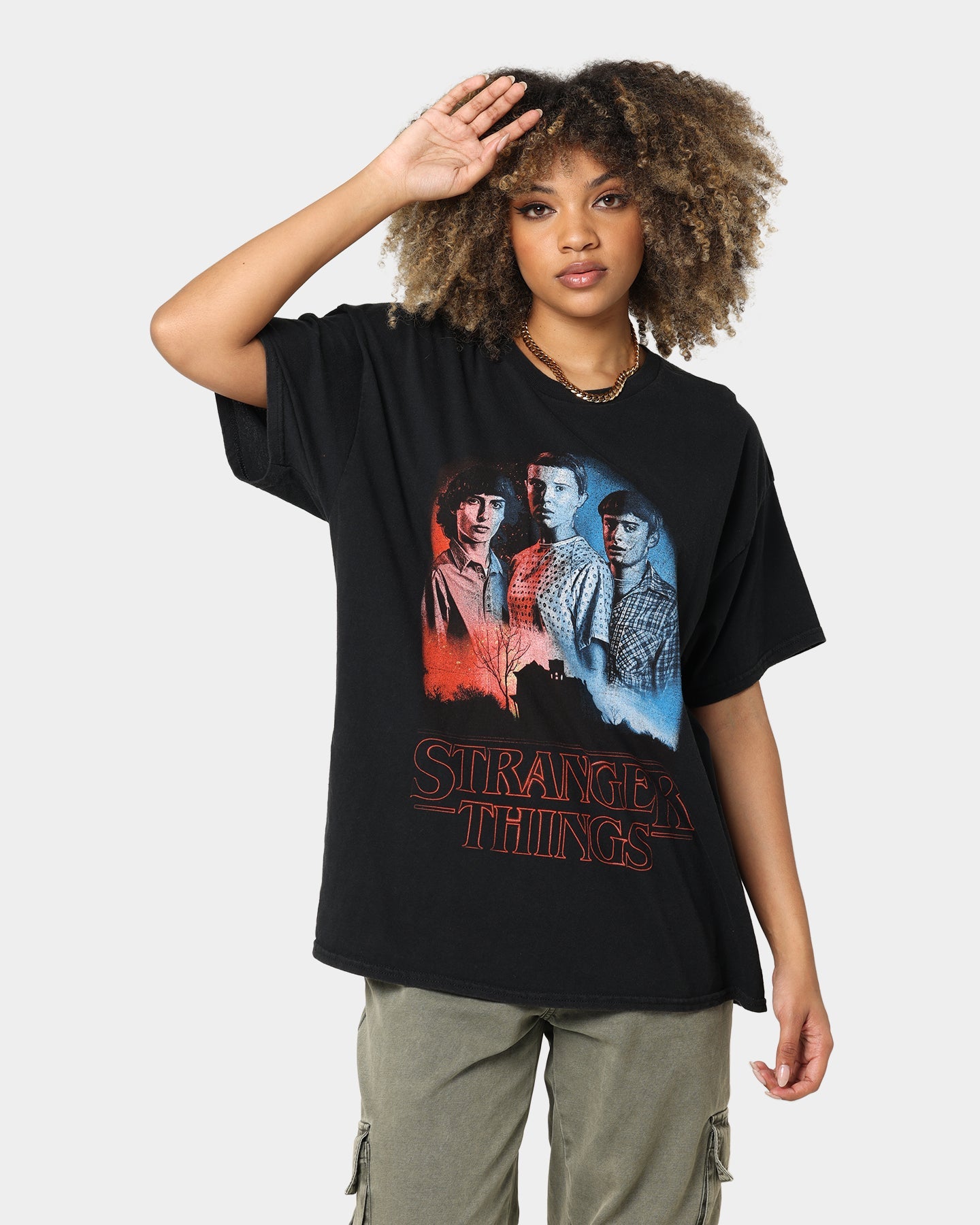 Goat Crew X Stranger Things Beginning Vintage T-Shirt Washed Black Style001