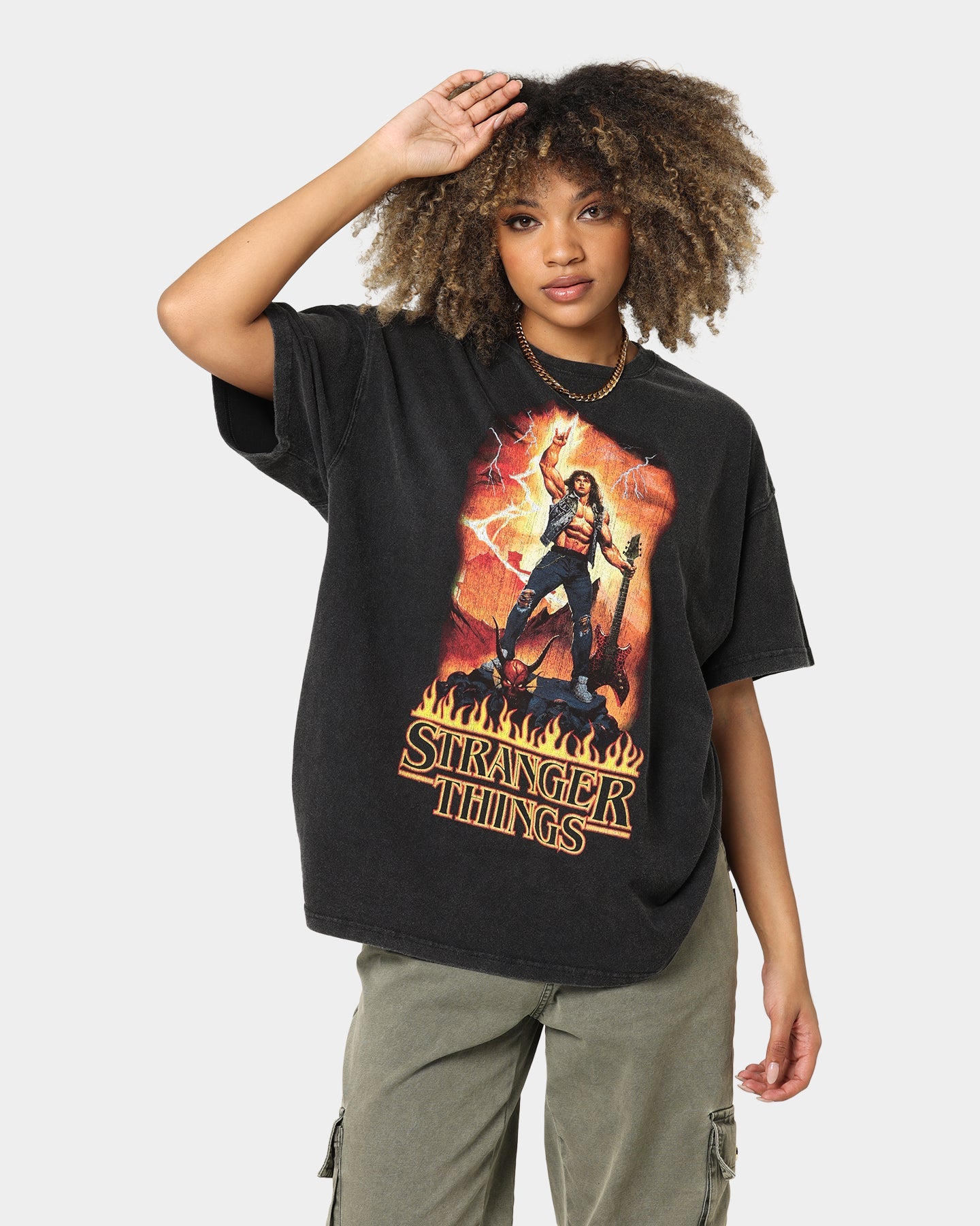 Goat Crew X Stranger Things Metal Vintage T-Shirt Vintage Black Style001