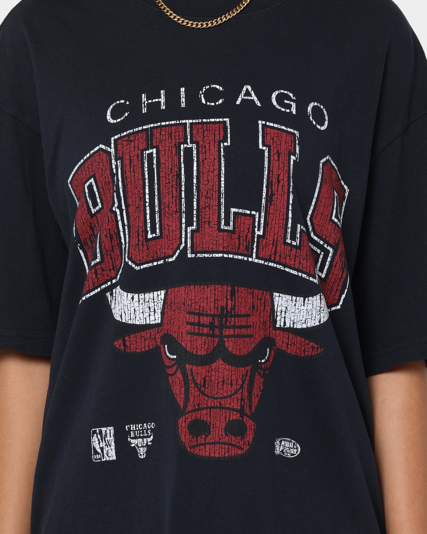 Mitchell & Ness Women's Chicago Bulls XL Arch Vintage T-Shirt Faded Black