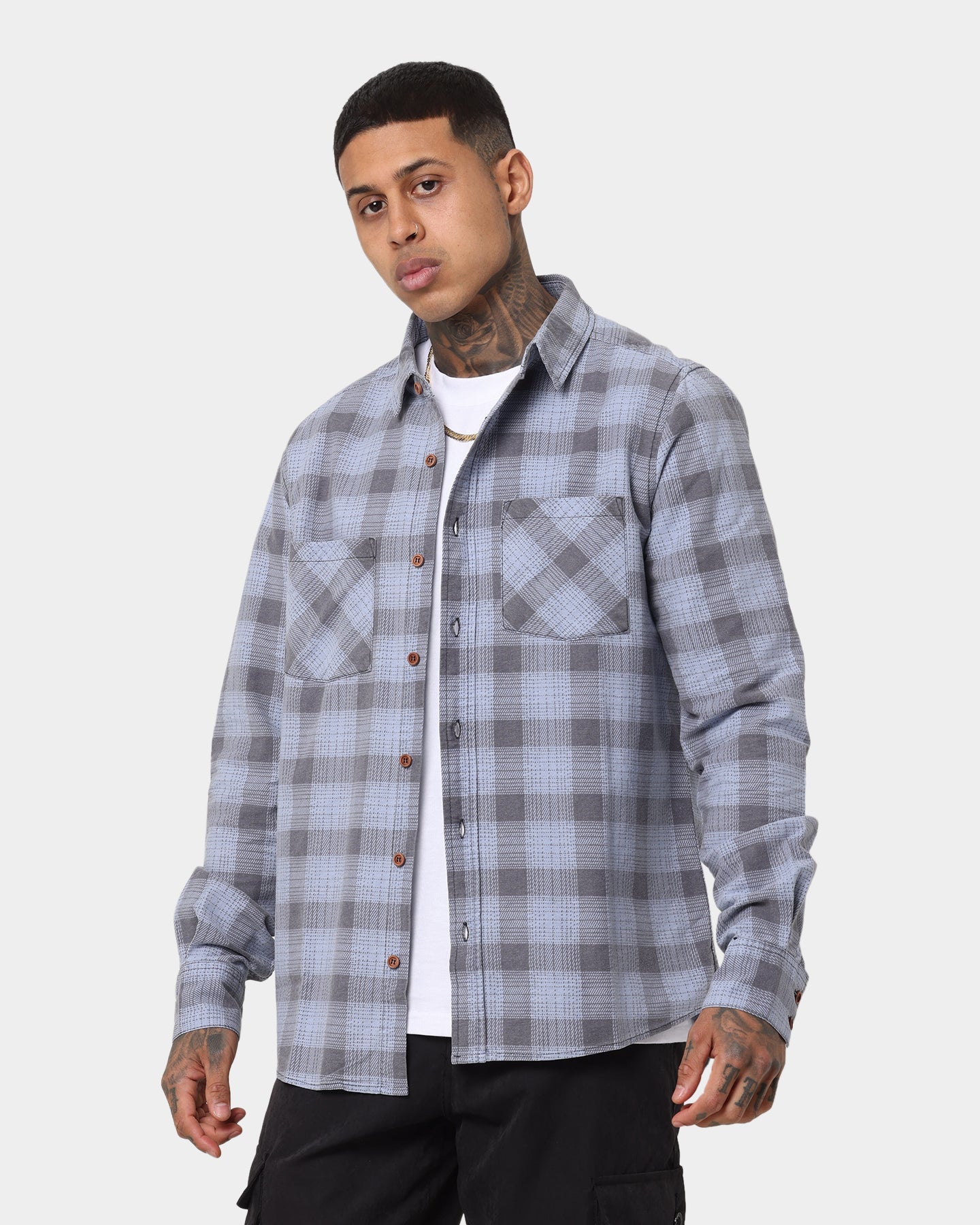 Nena and Pasadena Charge Casual Shirt Blue/Grey Check