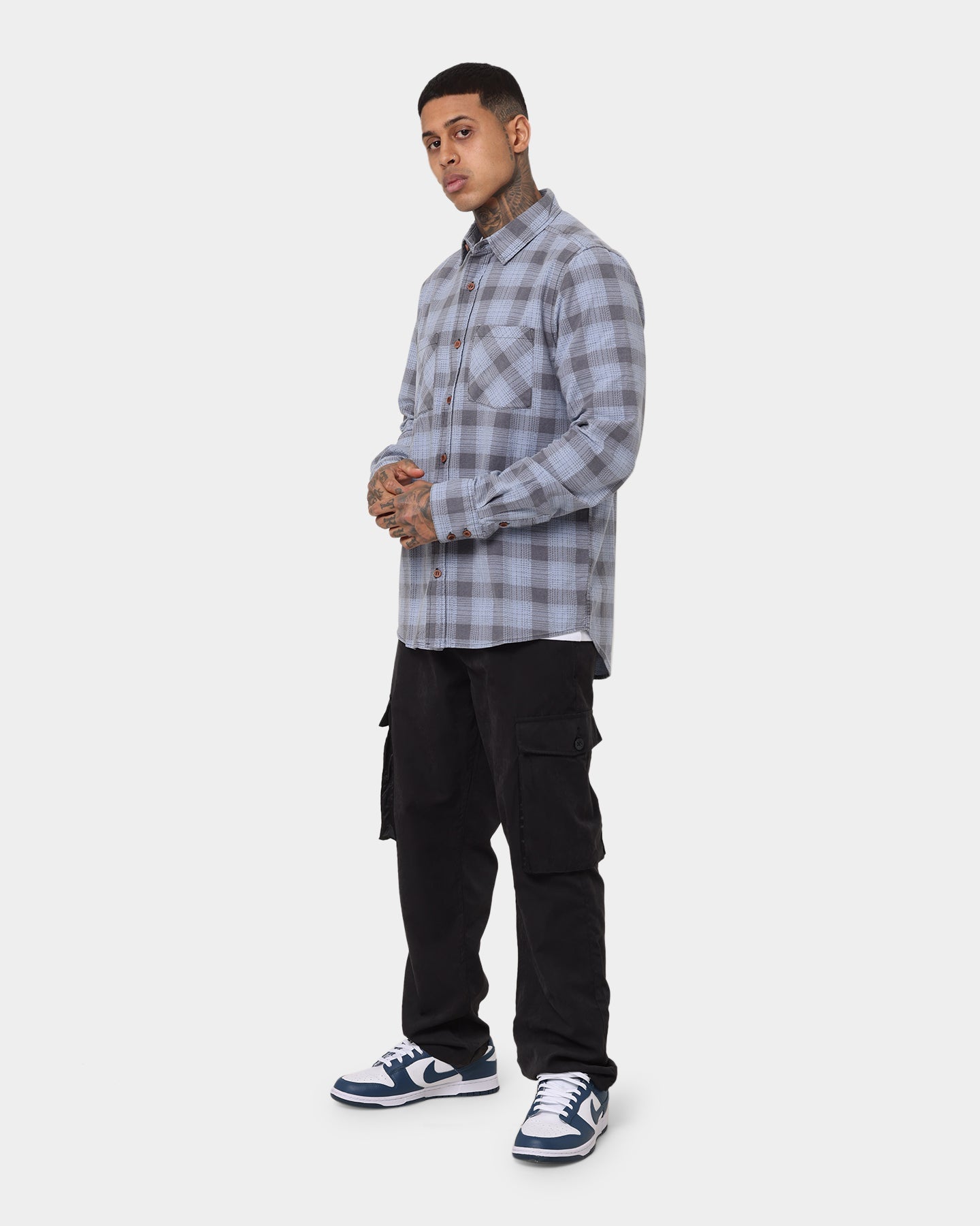 Nena and Pasadena Charge Casual Shirt Blue/Grey Check