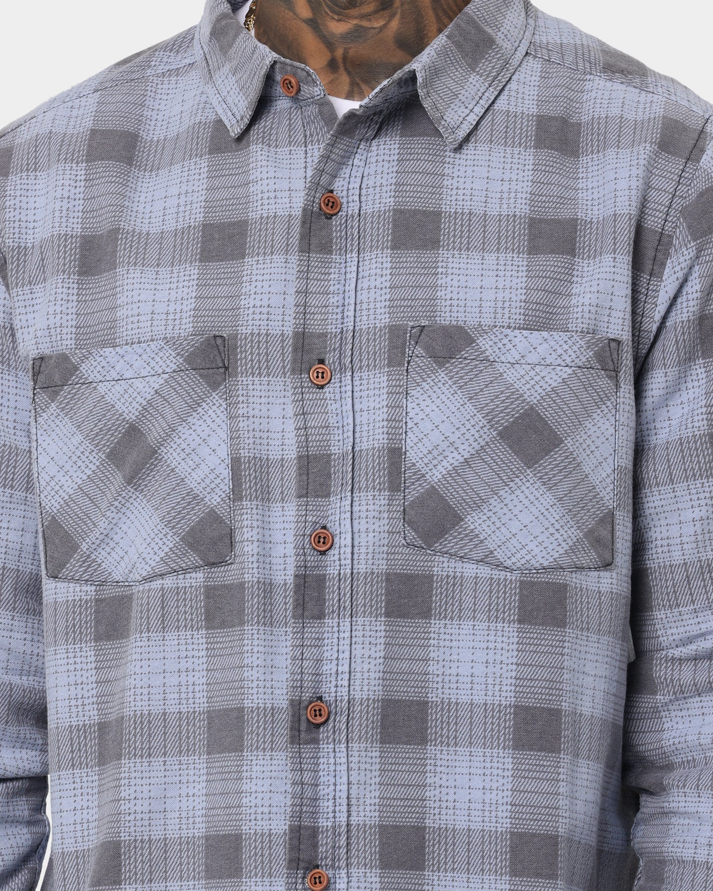 Nena and Pasadena Charge Casual Shirt Blue/Grey Check