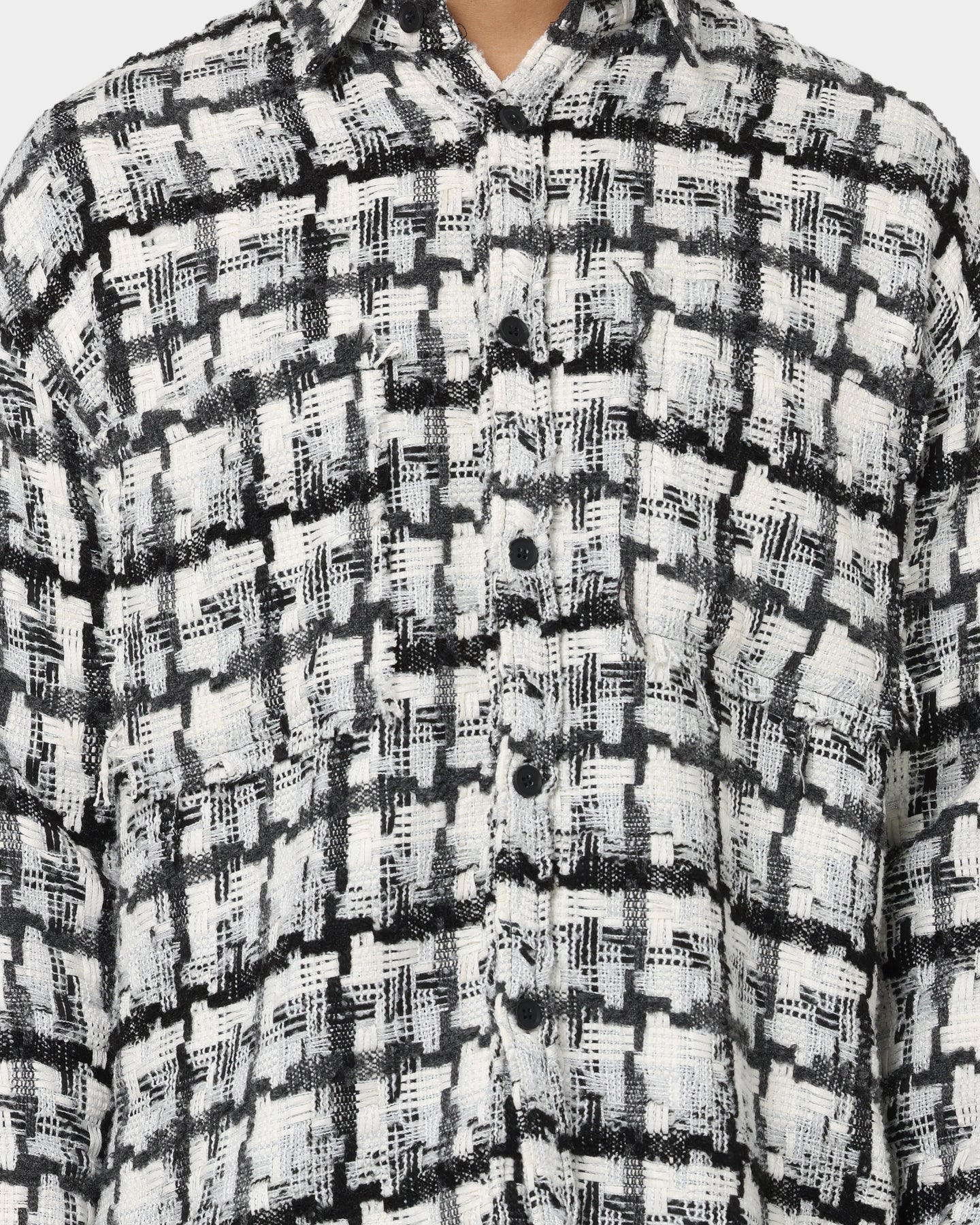 MNML Raw Edge Flannel Shirt Grey/White
