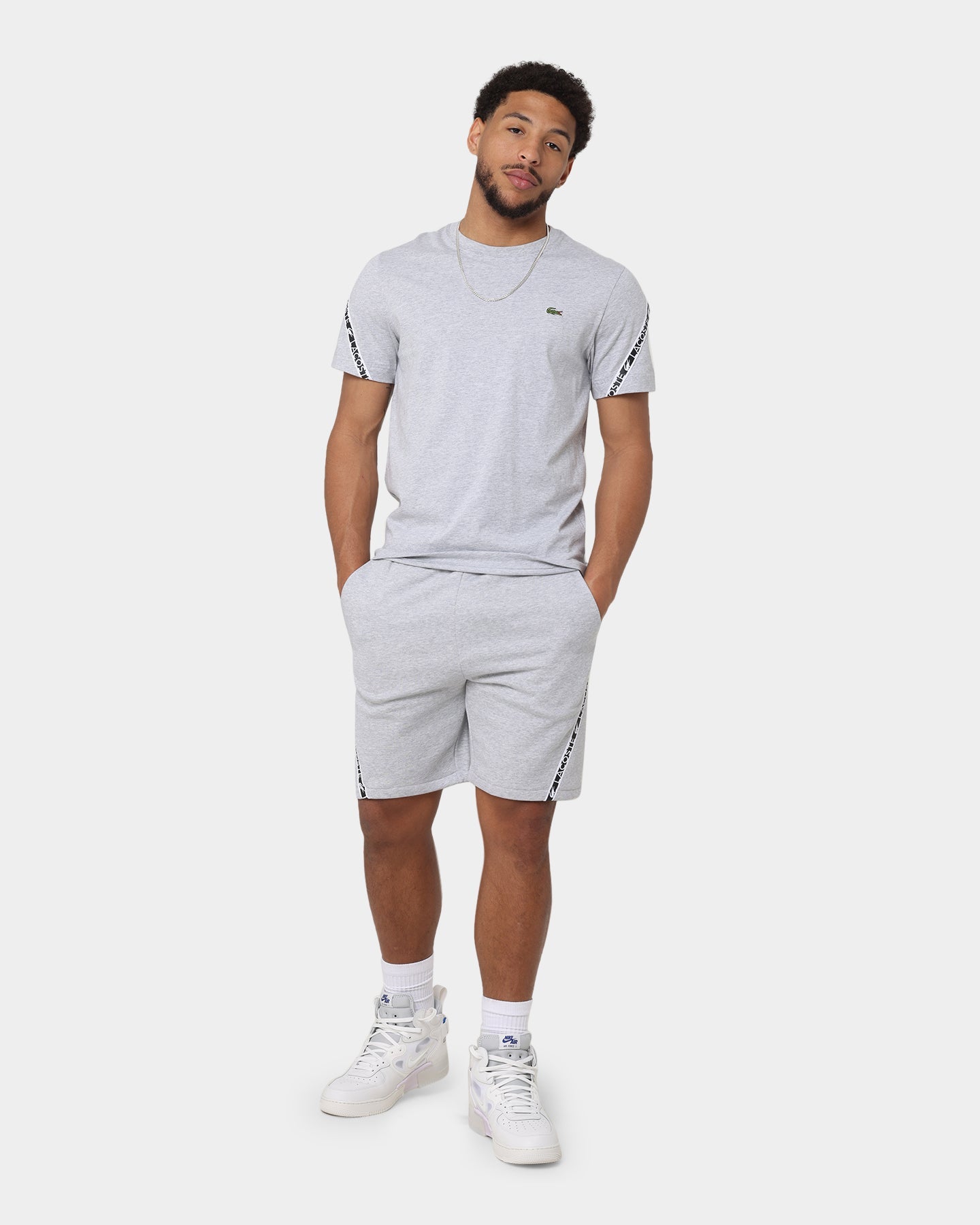 Lacoste Active Tape T-Shirt Silver Chine