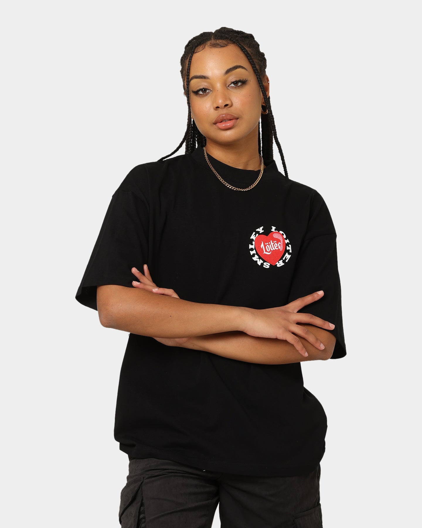 Loiter X Smiley I Heart Loiter T-Shirt Black Style001