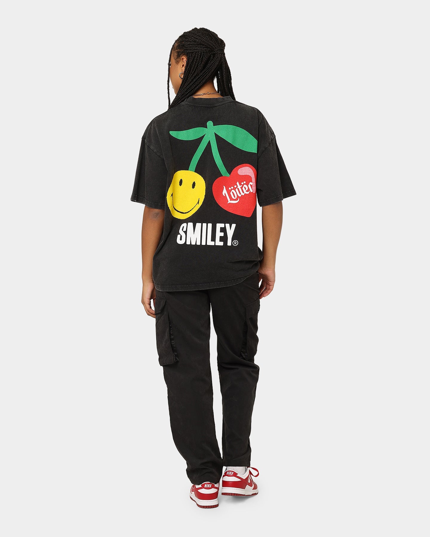 Loiter X Smiley Live Laugh Loiter Vintage T-Shirt Vintage Black Style001