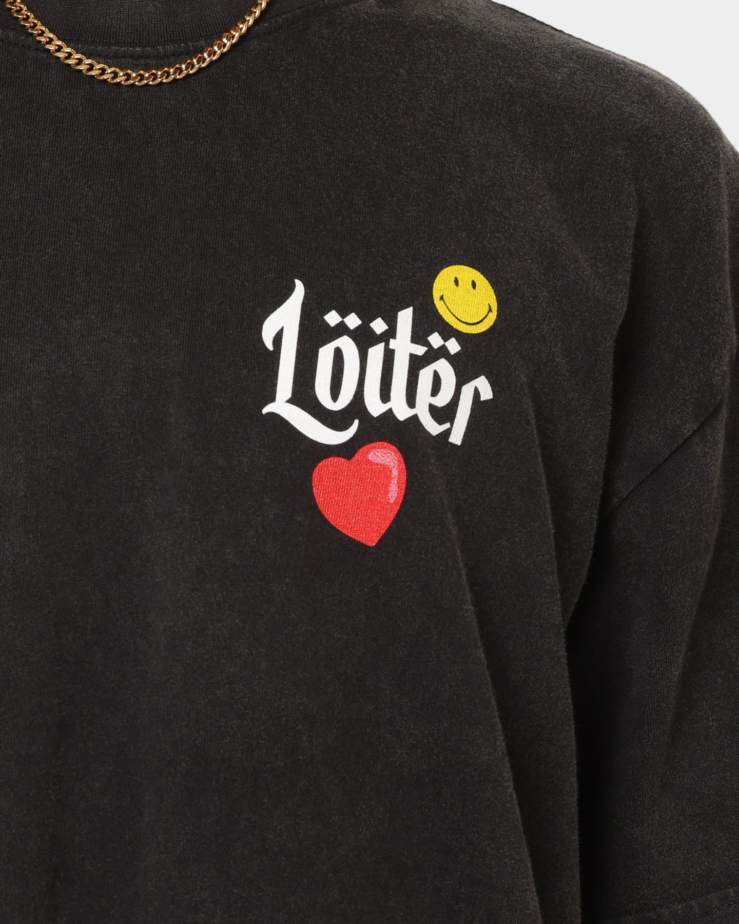 Loiter X Smiley Live Laugh Loiter Vintage T-Shirt Vintage Black Style001