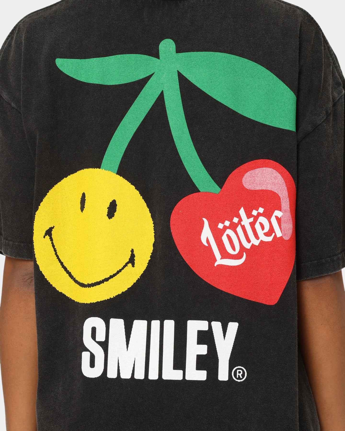 Loiter X Smiley Live Laugh Loiter Vintage T-Shirt Vintage Black Style001
