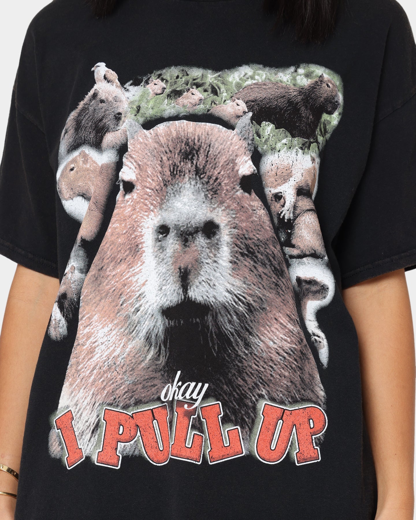 Goat Crew Okay I Pull Up Vintage T-Shirt Black Wash Style001
