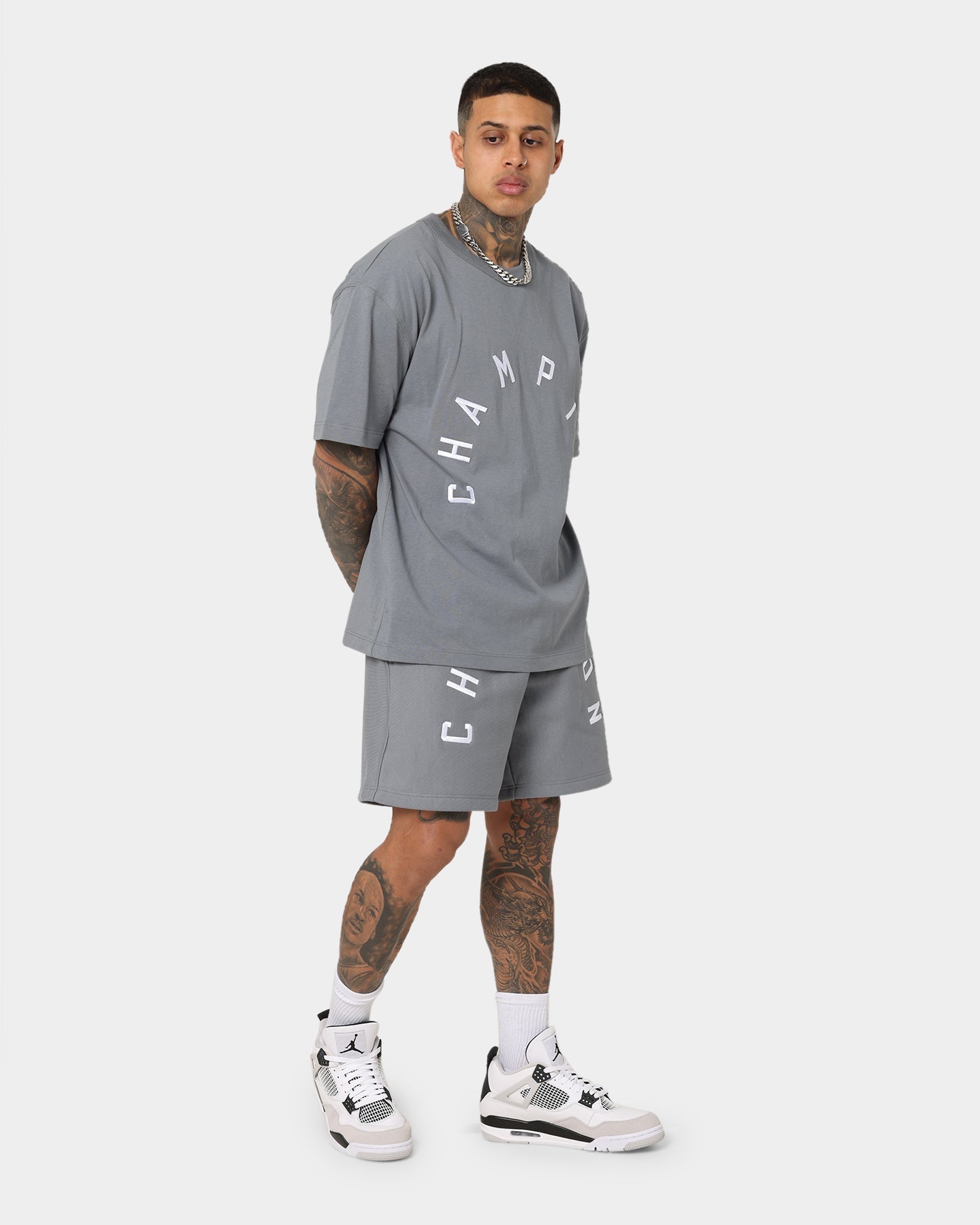 Champion Heritage Arch Logo T-Shirt Calico Grey