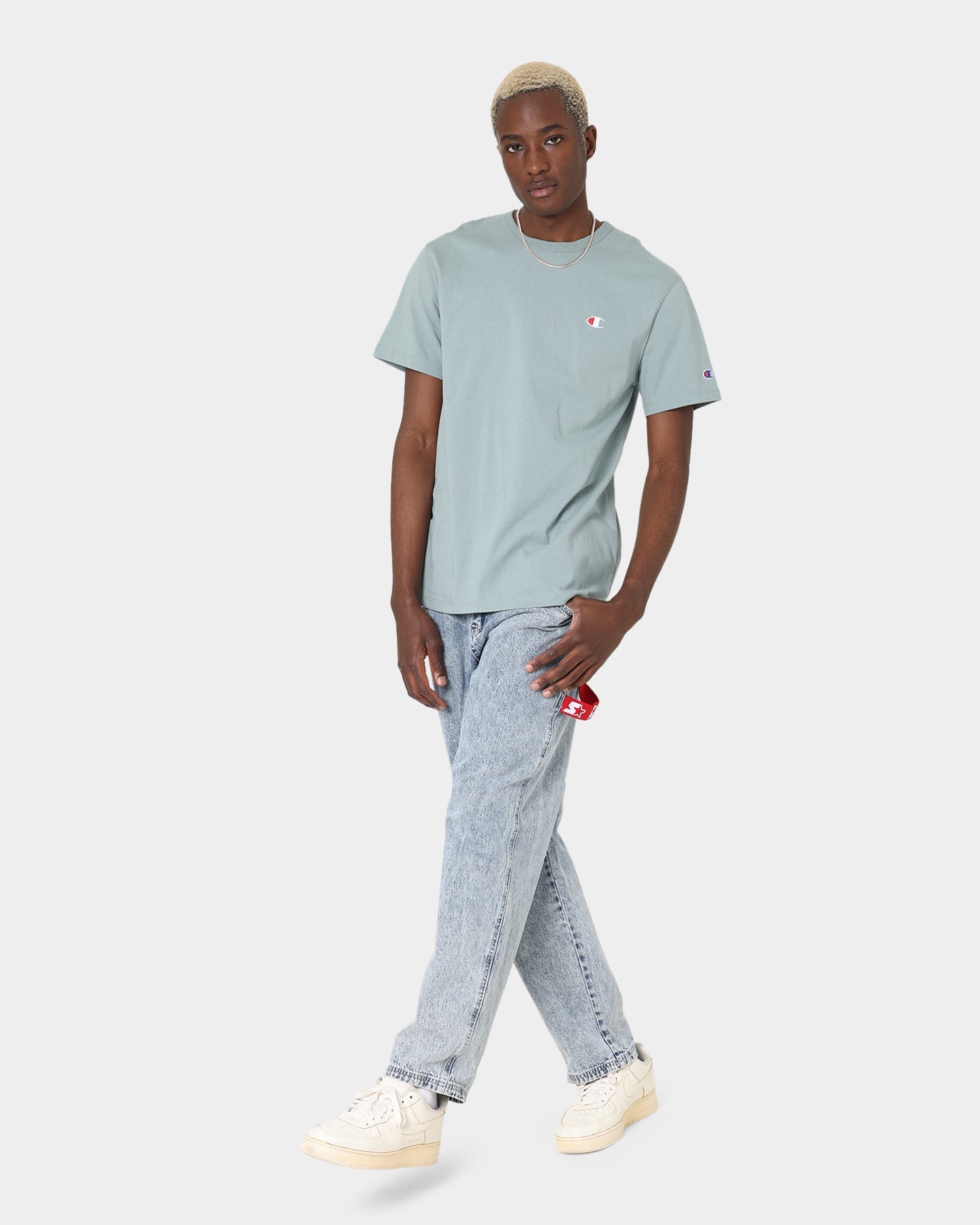 Champion Heritage C Logo T-Shirt Sage Shimmer Green