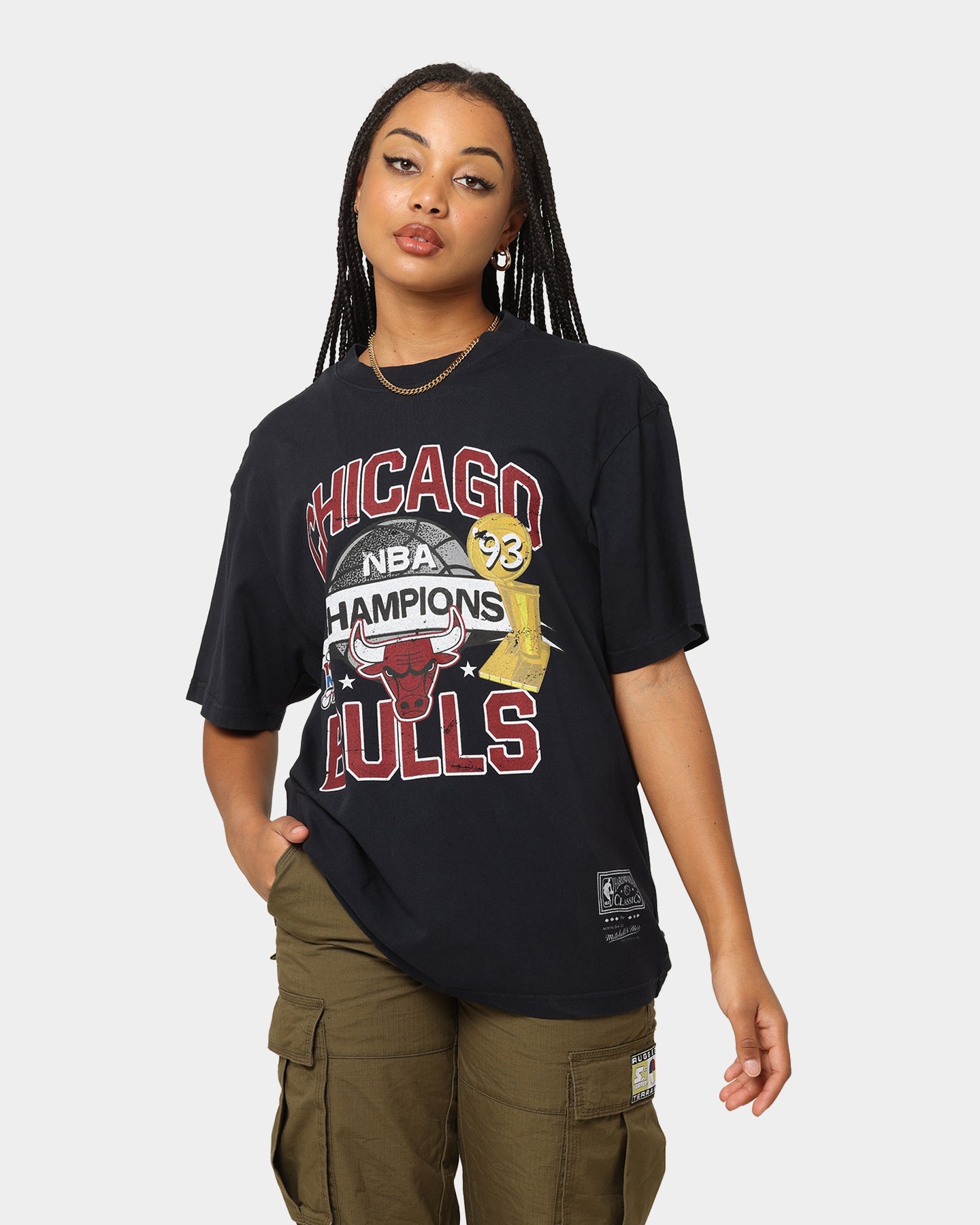 Mitchell & Ness Chicago Bulls Team History Vintage T-Shirt Faded Black Style001
