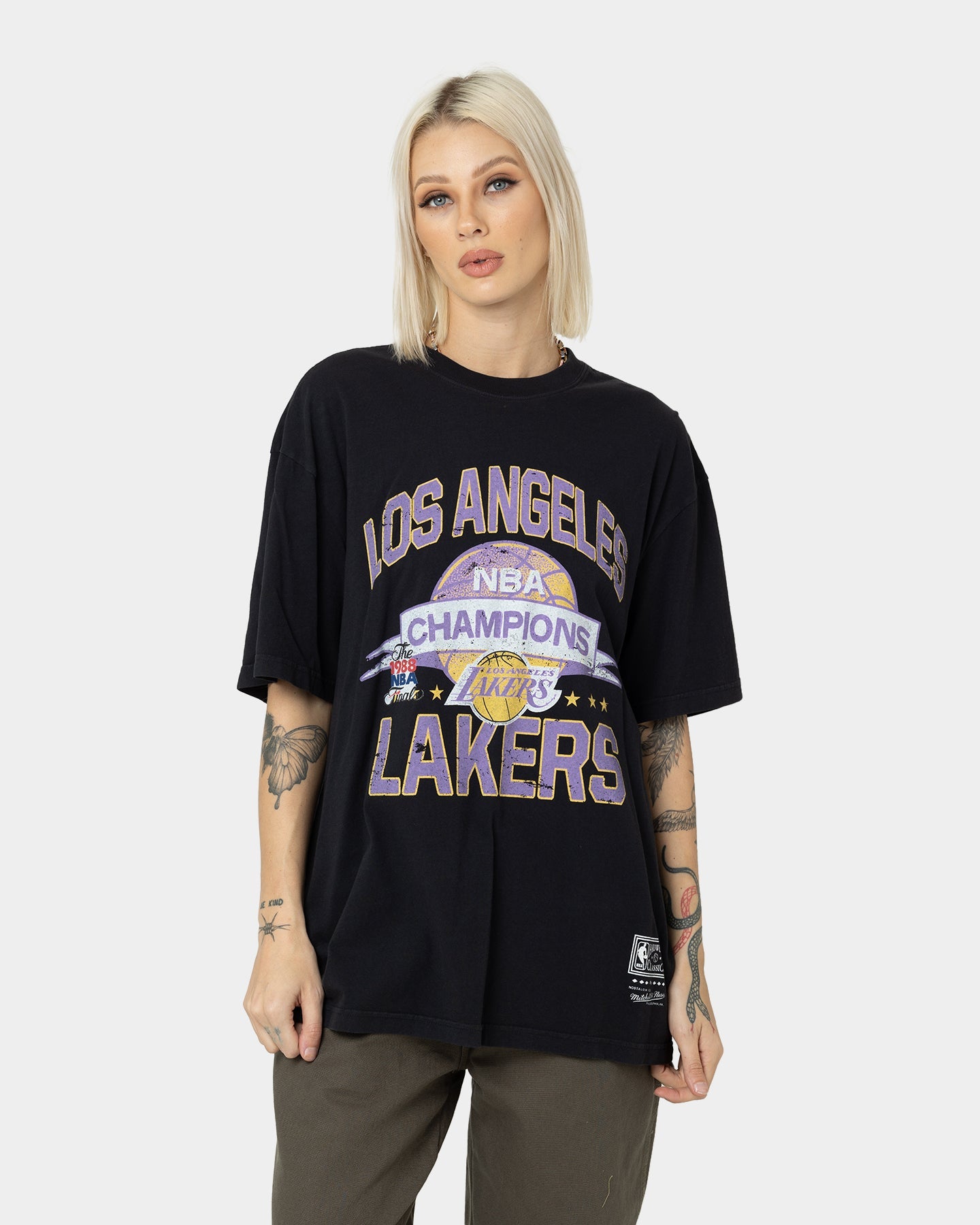 Mitchell & Ness Los Angeles Lakers Team History Vintage T-Shirt Faded Black Style001