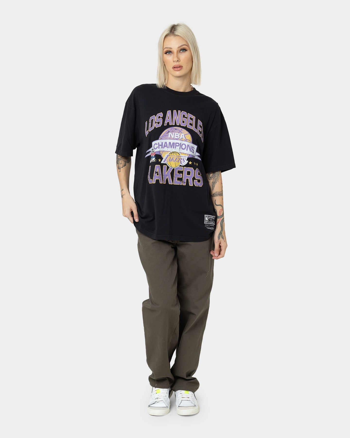 Mitchell & Ness Los Angeles Lakers Team History Vintage T-Shirt Faded Black Style001