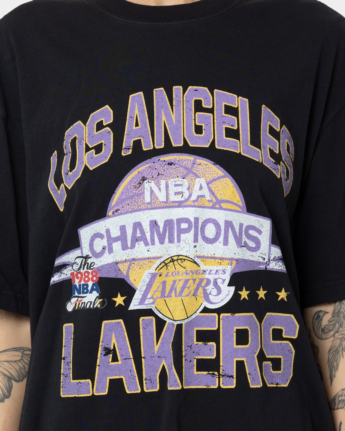 Mitchell & Ness Los Angeles Lakers Team History Vintage T-Shirt Faded Black Style001