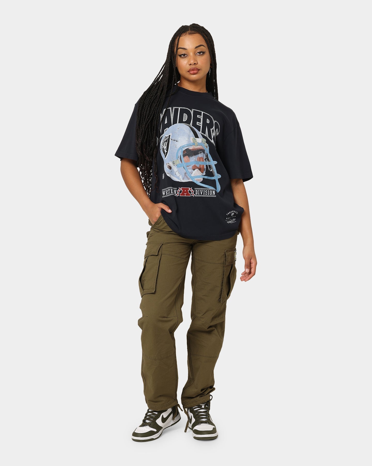 Mitchell & Ness Las Vegas Raiders Helmet Vintage T-Shirt Faded Black Style001