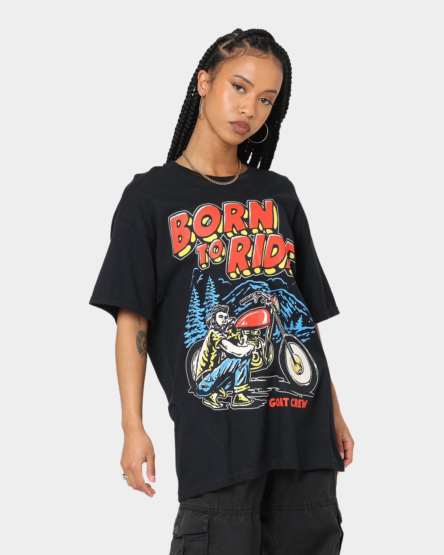 Goat Crew Born To Ride T-Shirt Black Style001