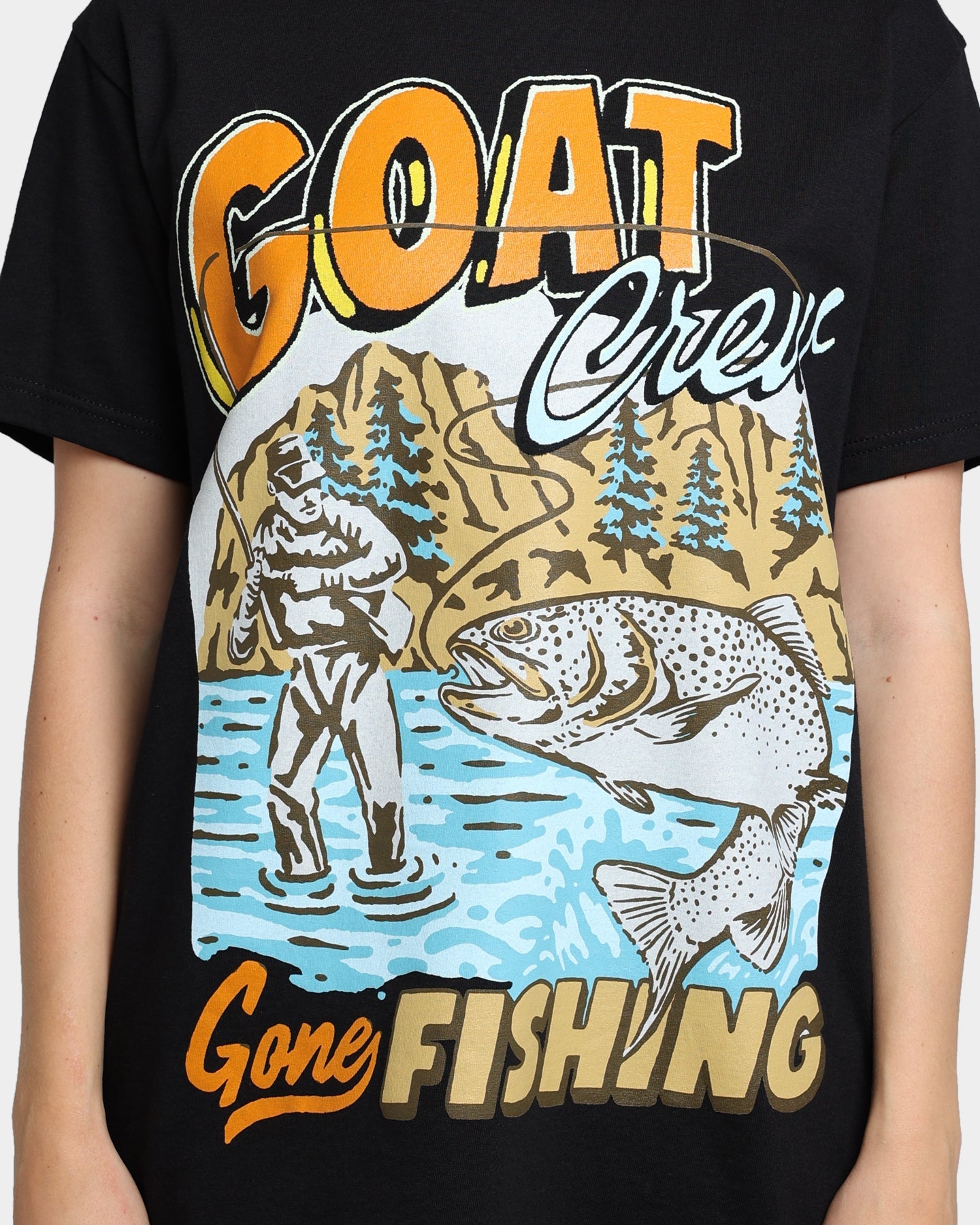 Goat Crew Gone Fishing T-Shirt Black Style001
