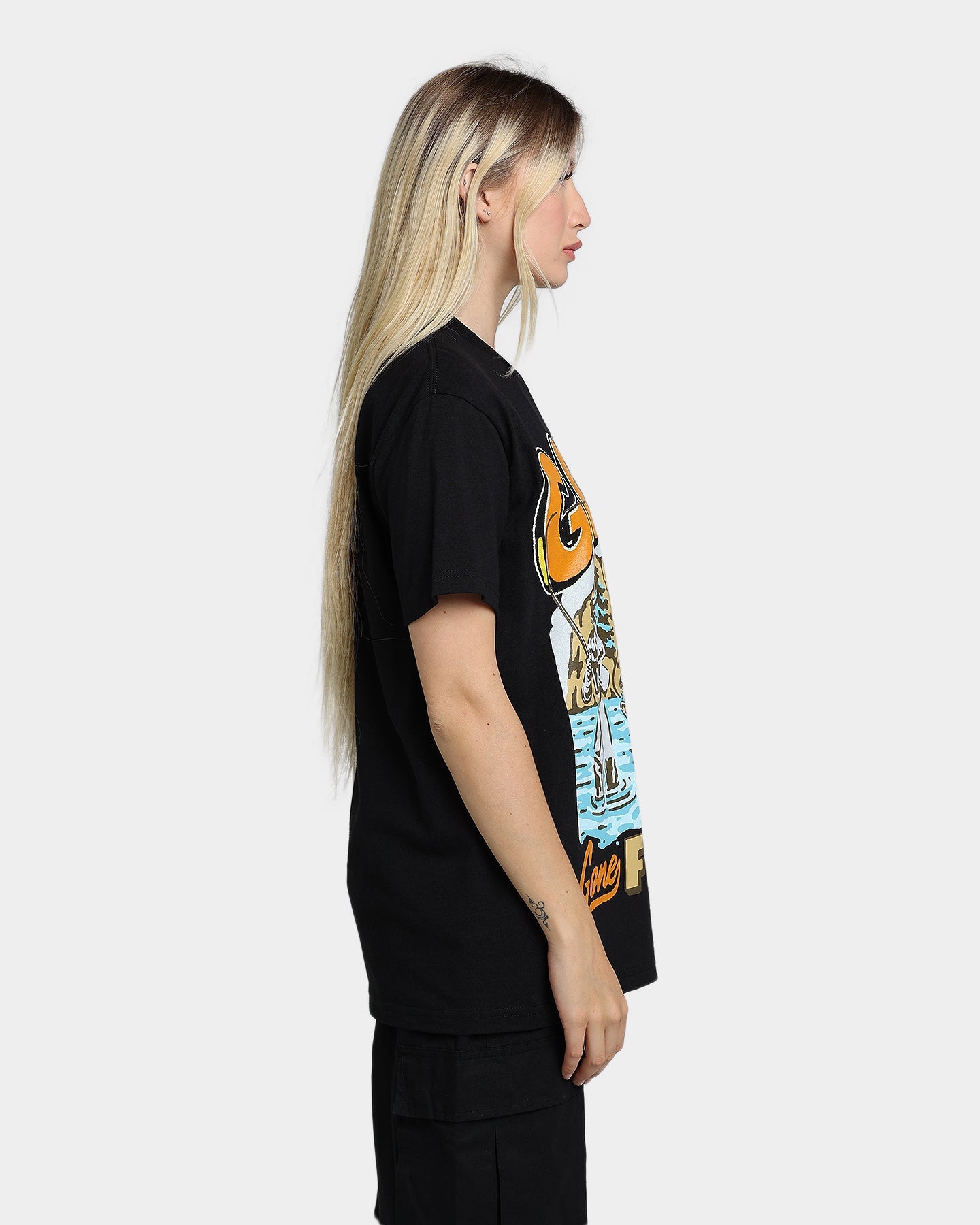 Goat Crew Gone Fishing T-Shirt Black Style001