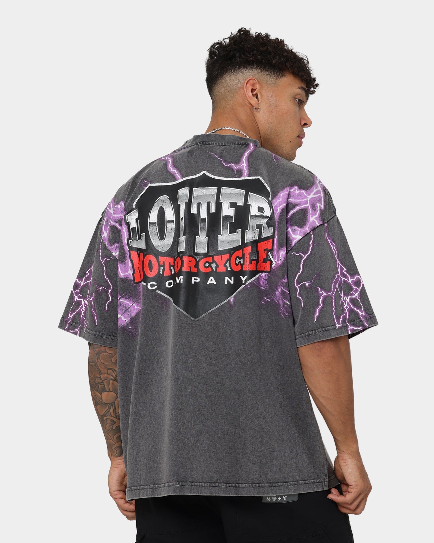 Loiter Lightning Eagle Vintage T-Shirt Charcoal