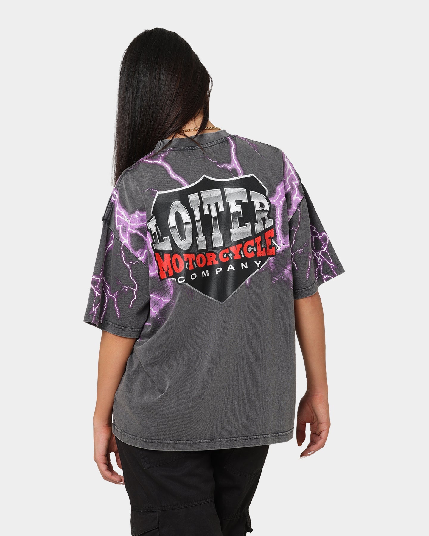 Loiter Lightning Eagle Vintage T-Shirt Charcoal Style001