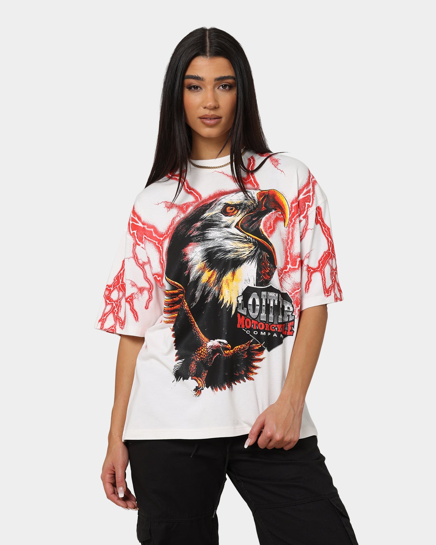 Loiter Lightning Eagle T-Shirt Charcoal Style001