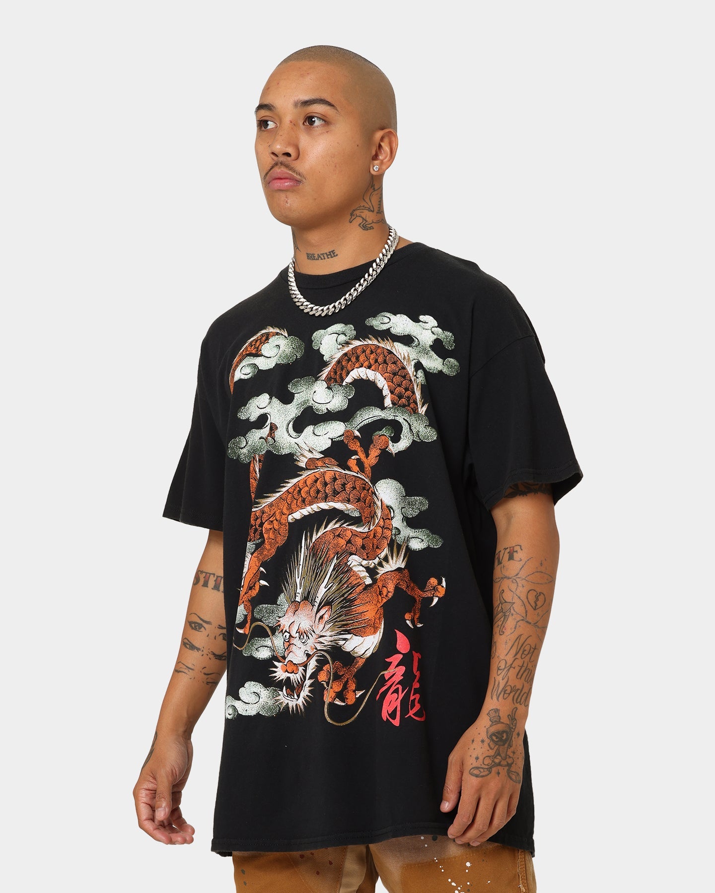 American Thrift Ryu Dragon Vintage T-Shirt Washed Black