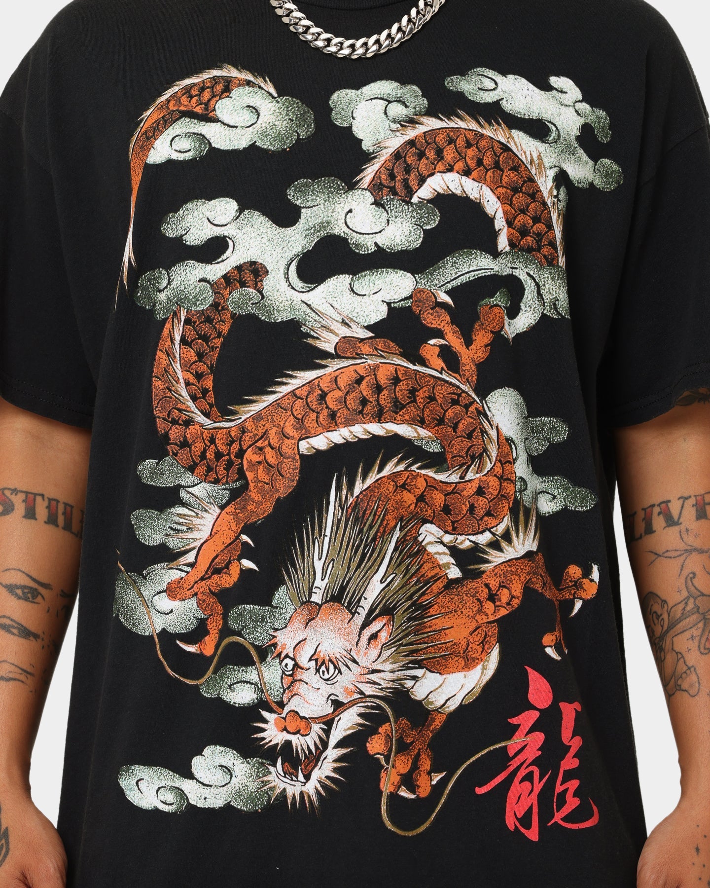 American Thrift Ryu Dragon Vintage T-Shirt Washed Black