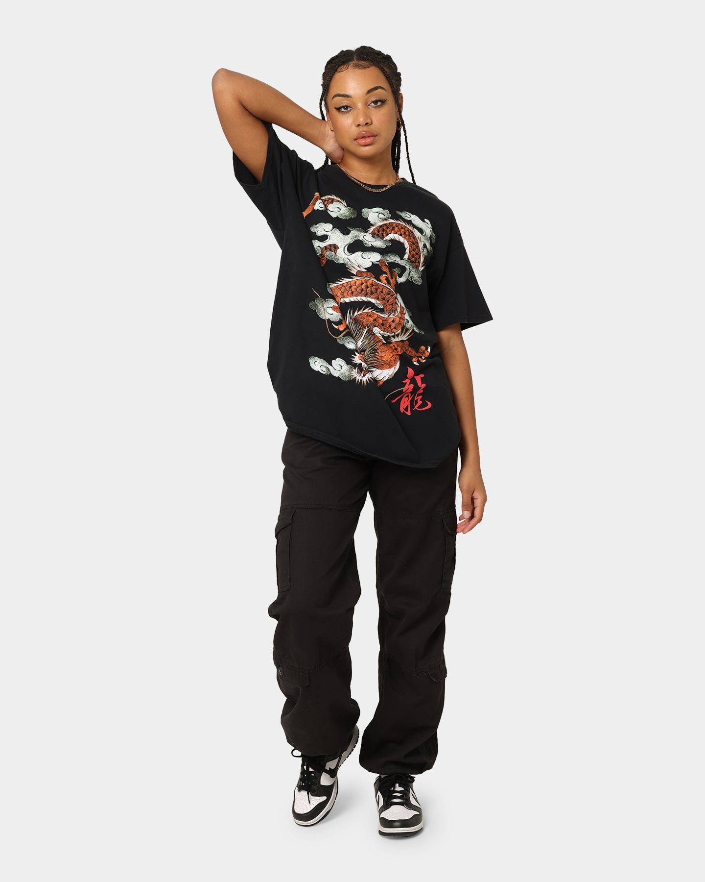 American Thrift Ryu Dragon Vintage T-Shirt Washed Black Style001