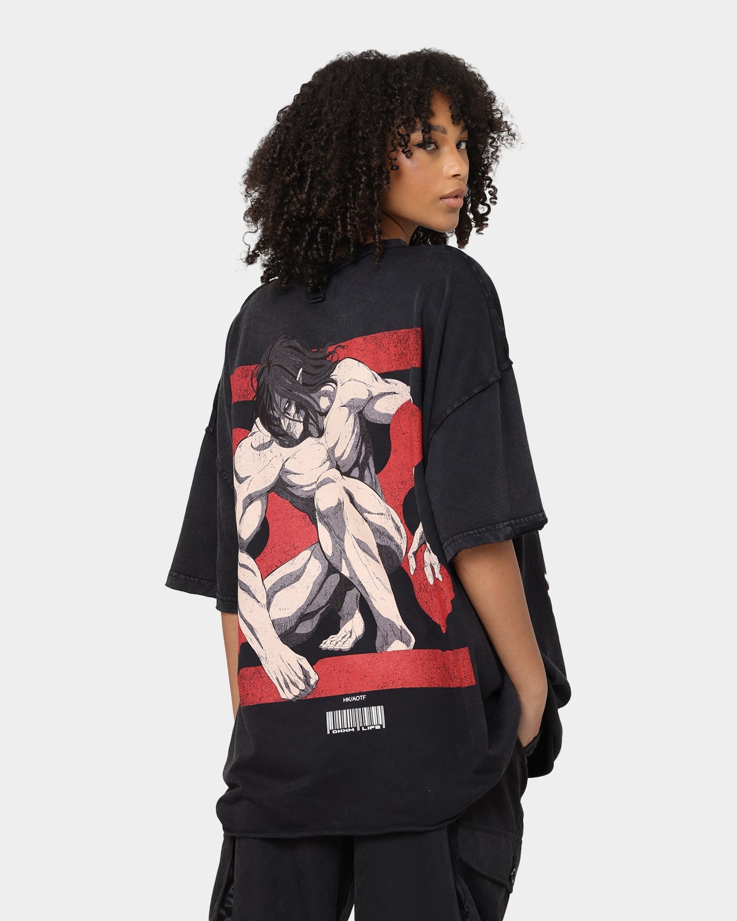 DXXMLIFE X Attack On Titan Eren DXXM Vintage T-Shirt Aged Black Style001