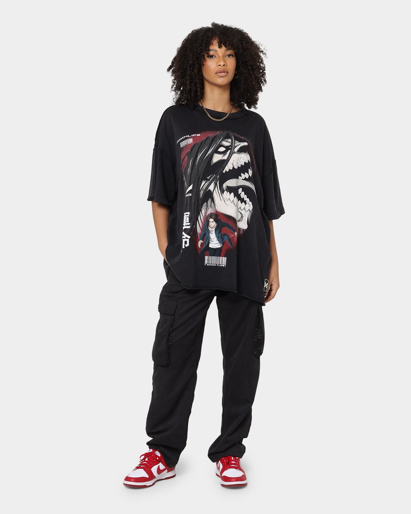 DXXMLIFE X Attack On Titan Eren DXXM Vintage T-Shirt Aged Black Style001