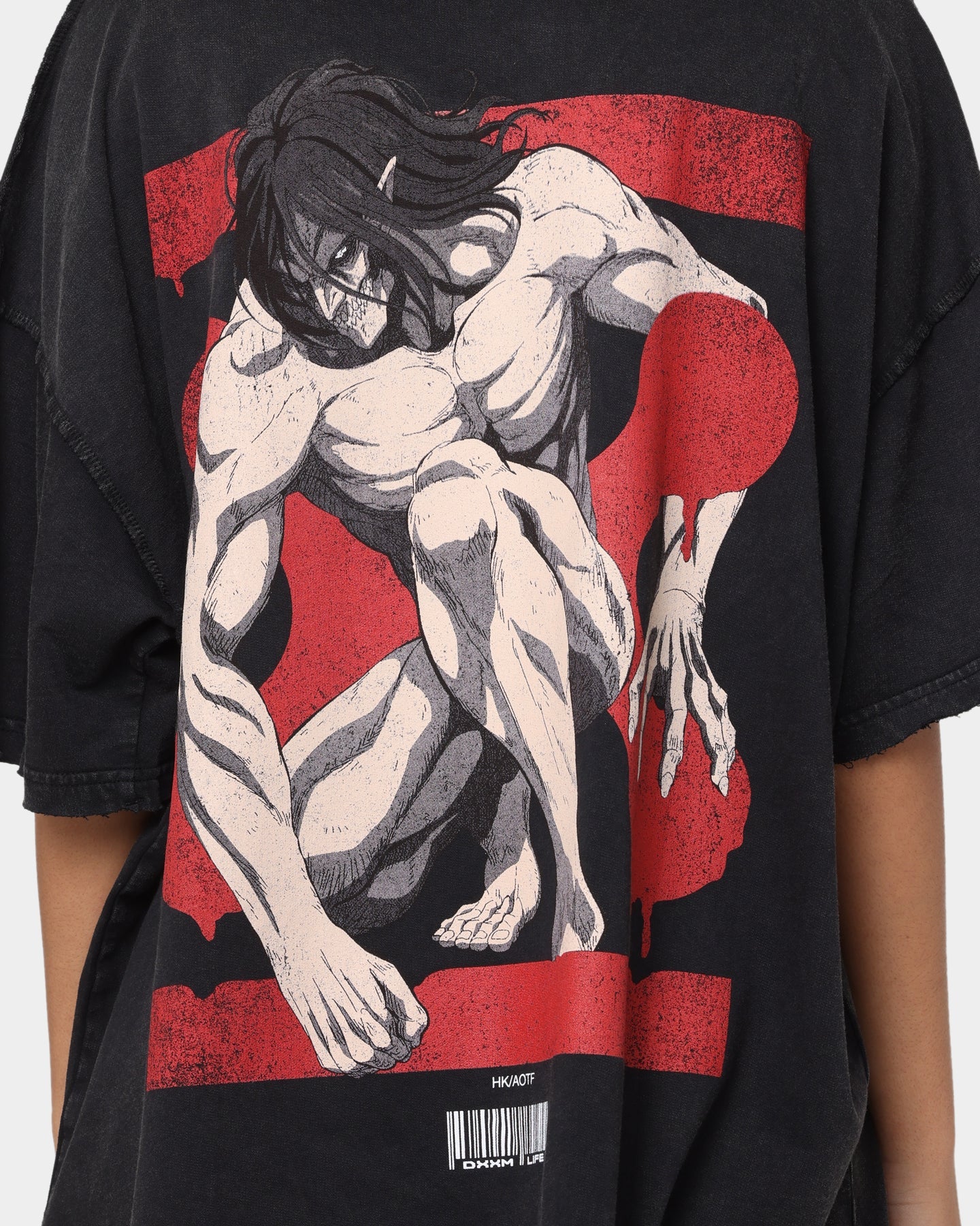 DXXMLIFE X Attack On Titan Eren DXXM Vintage T-Shirt Aged Black Style001