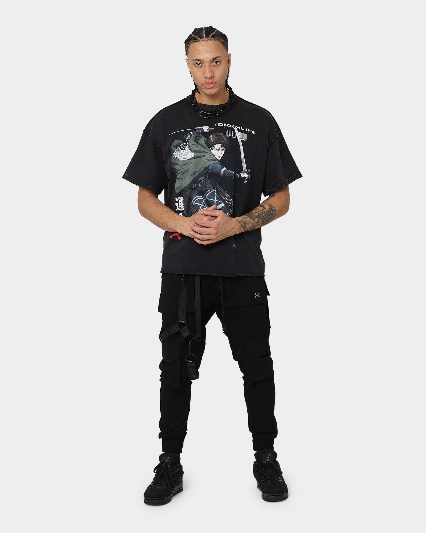 DXXMLIFE X Attack On Titan Levi DXXM Vintage T-Shirt Aged Black