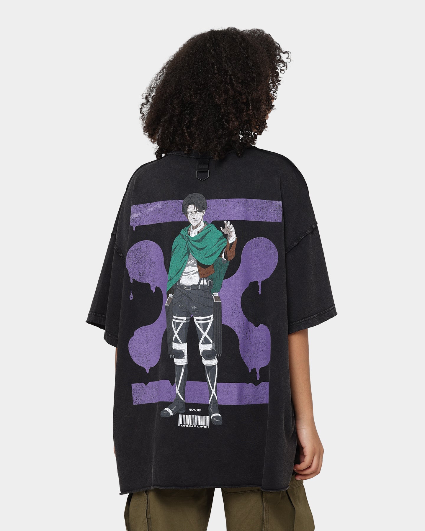 DXXMLIFE X Attack On Titan Levi DXXM Vintage T-Shirt Aged Black Style001