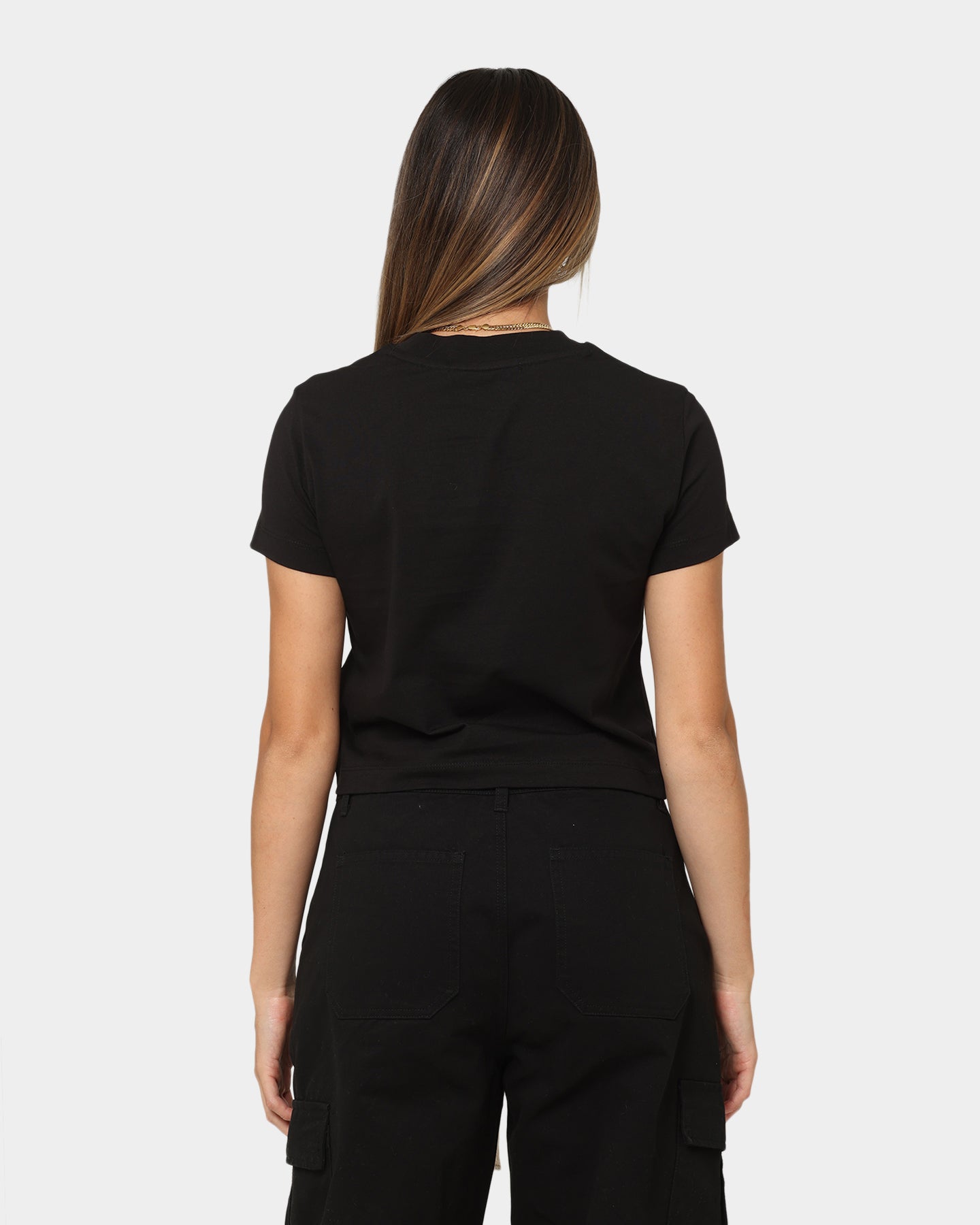 Calvin Klein Women's Spray Monologo Baby T-Shirt Ck Black