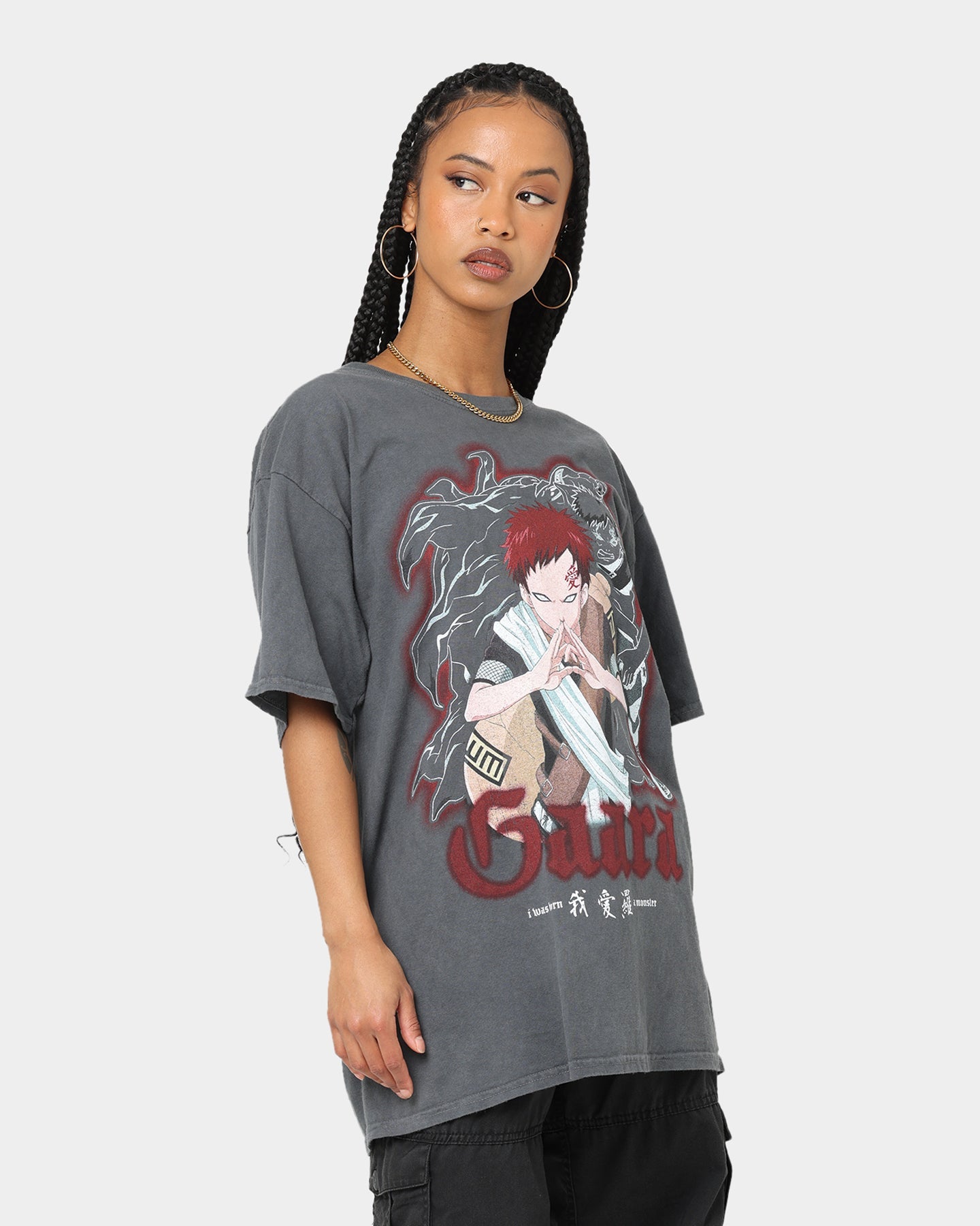 Goat Crew X Naruto Gaara CLR T-Shirt Charcoal Style001